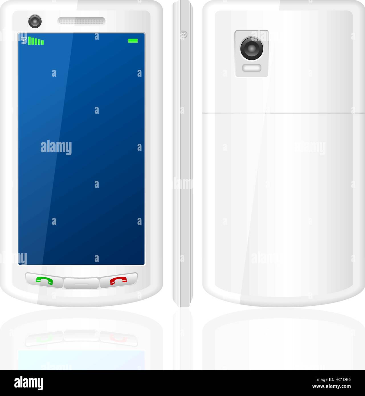 Mobile phone on white background. Vector illustration. Stock Vector