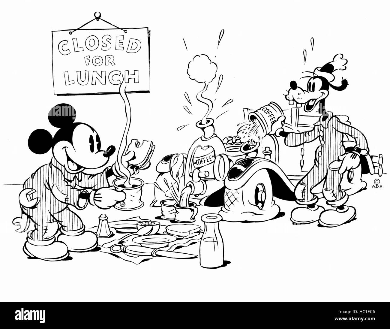 MICKEY'S SERVICE STATION, from left: Mickey Mouse, Goofy, 1935