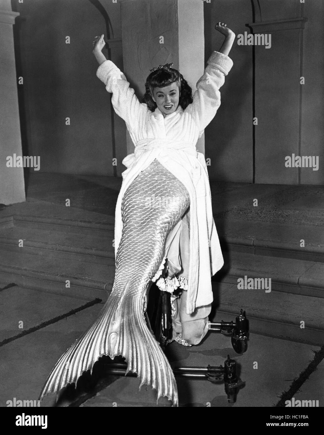 Mr Peabody And The Mermaid Ann Blyth Relaxing On Set 1948 Stock