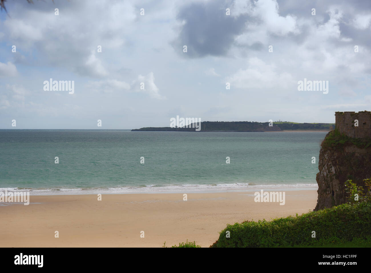 Beach Holiday, Tenby Sea View, Coastal Stock Photo Alamy