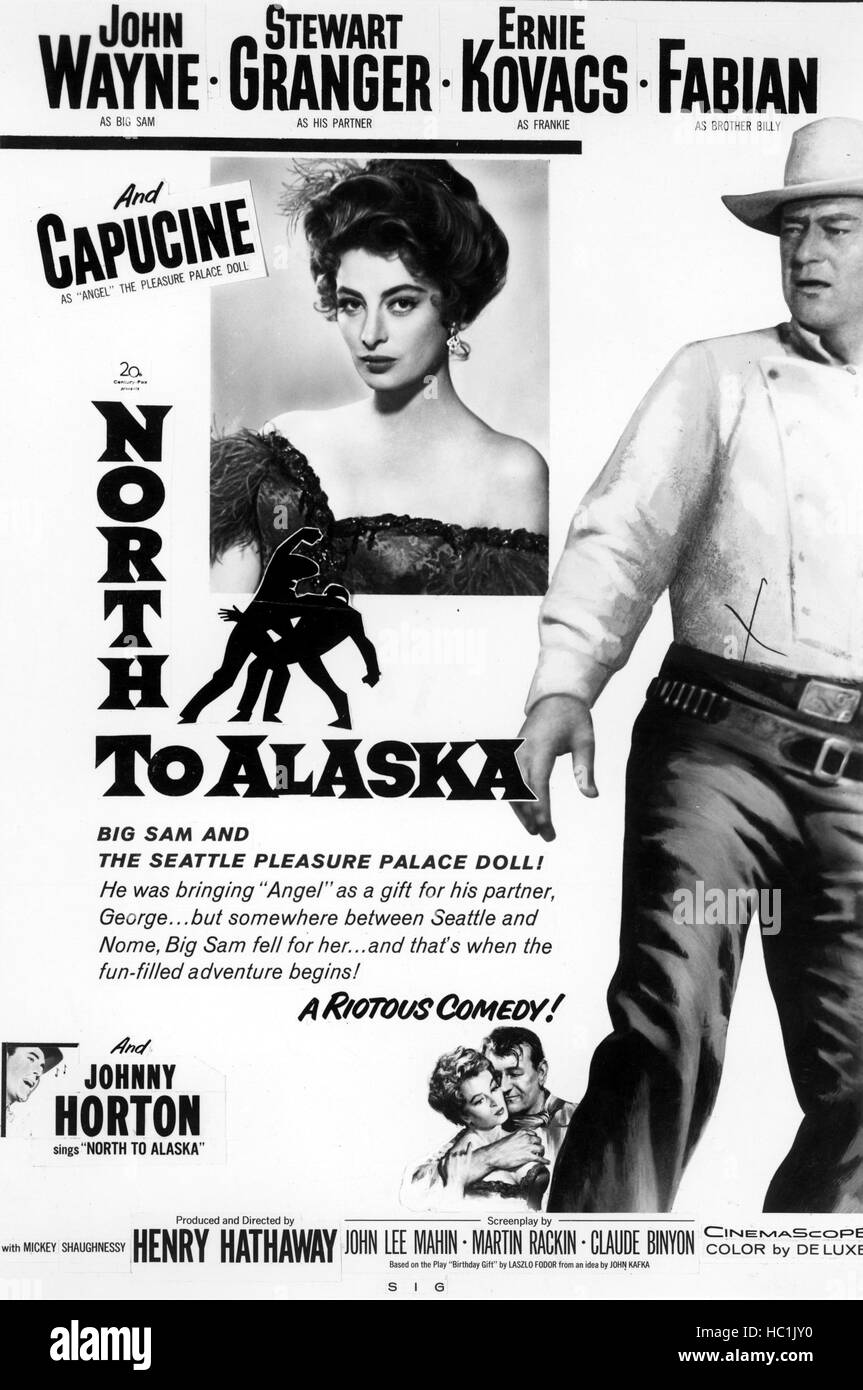 NORTH TO ALASKA, John Wayne, Capucine, 1960 Stock Photo Alamy