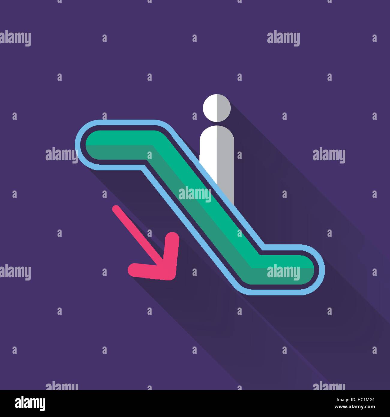 escalator down icon in colorful flat design style Stock Vector