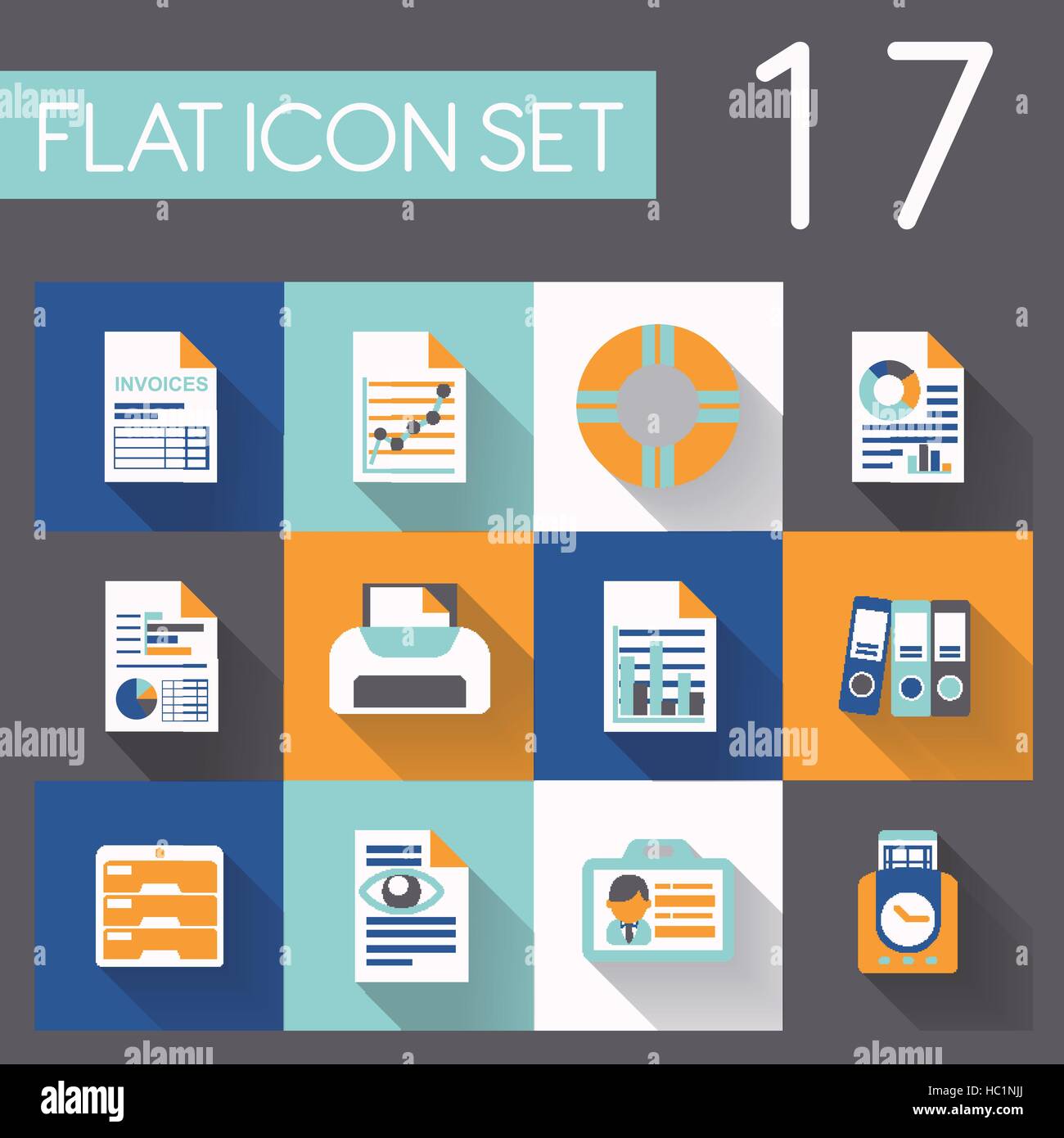 office and business icon set in flat design Stock Vector Image & Art ...