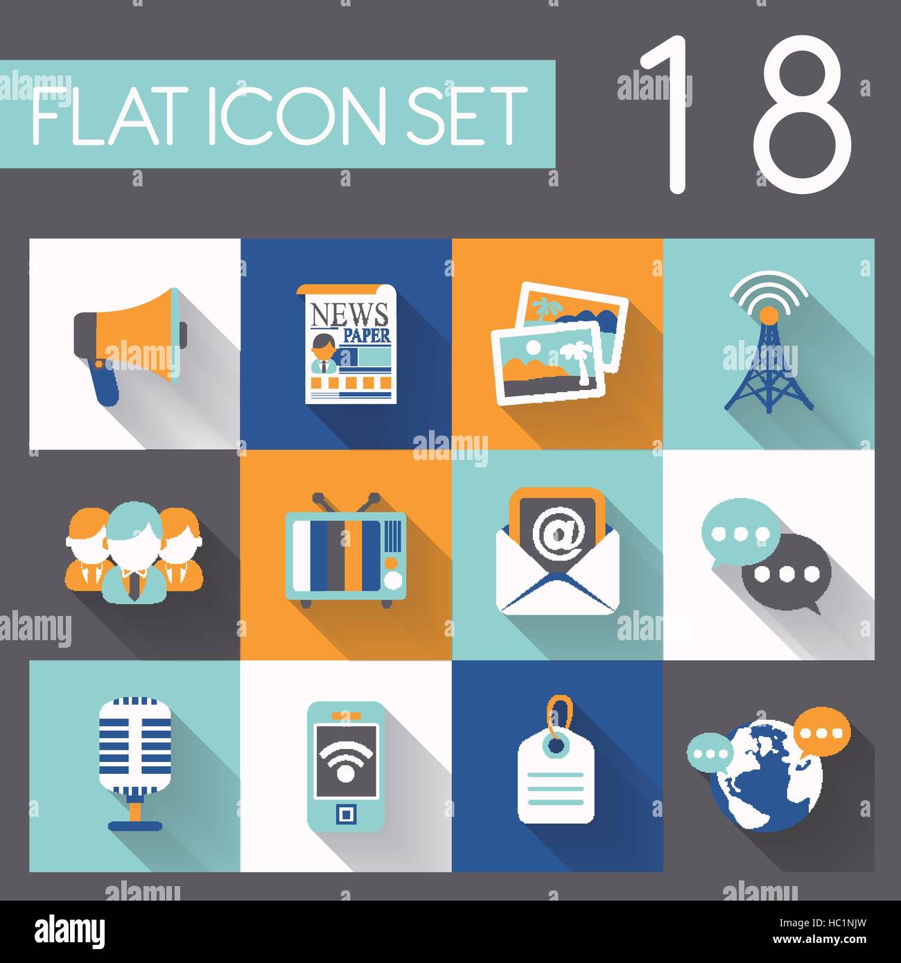 social media icon set in flat design Stock Vector Image & Art - Alamy