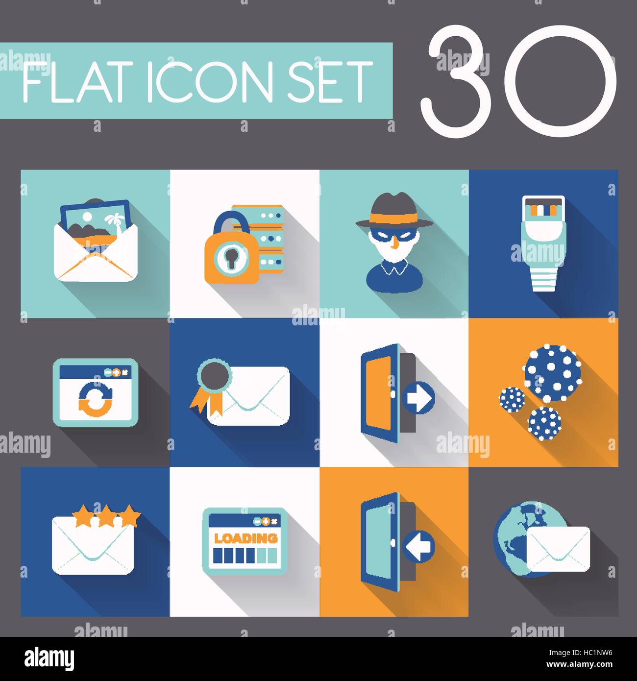 internet and security icon set in flat design Stock Vector Image & Art ...