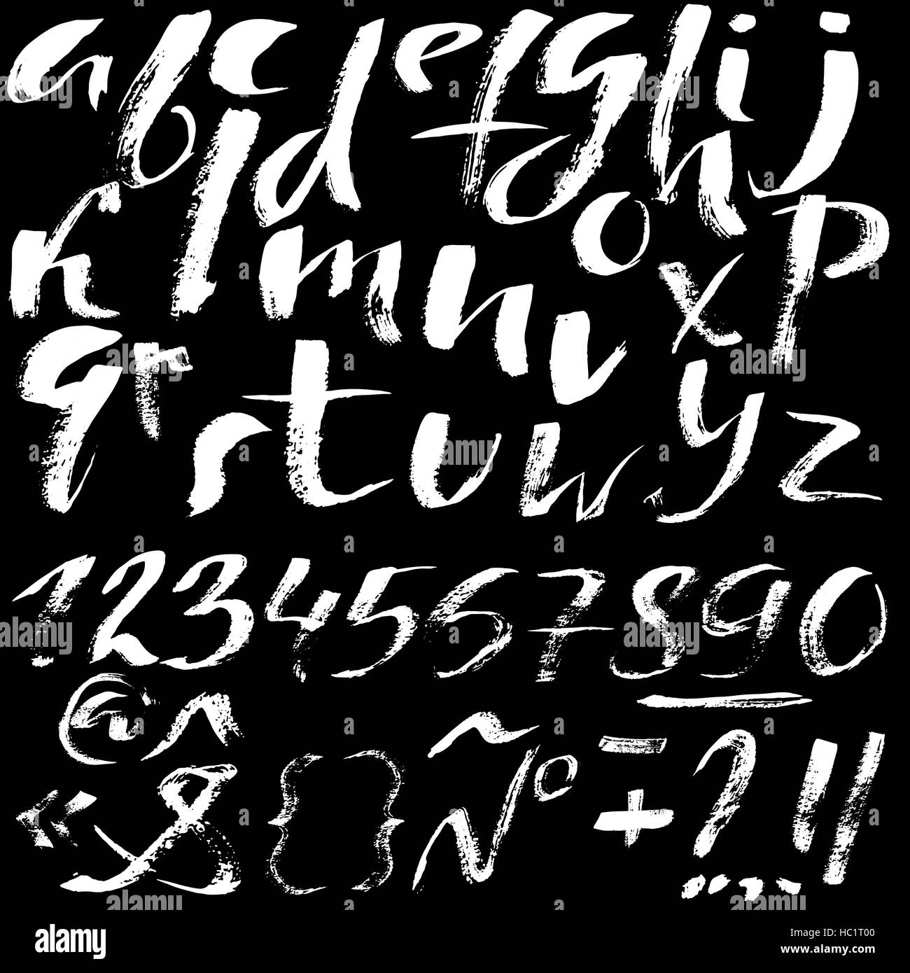 Hand drawn font made by dry brush strokes. Grunge style alphabet Stock ...