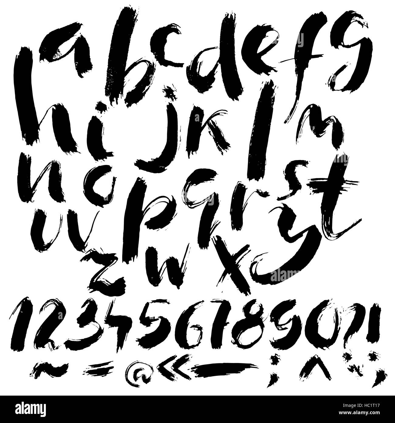 Hand drawn dry brush font. Grunge style alphabet Stock Vector Image ...