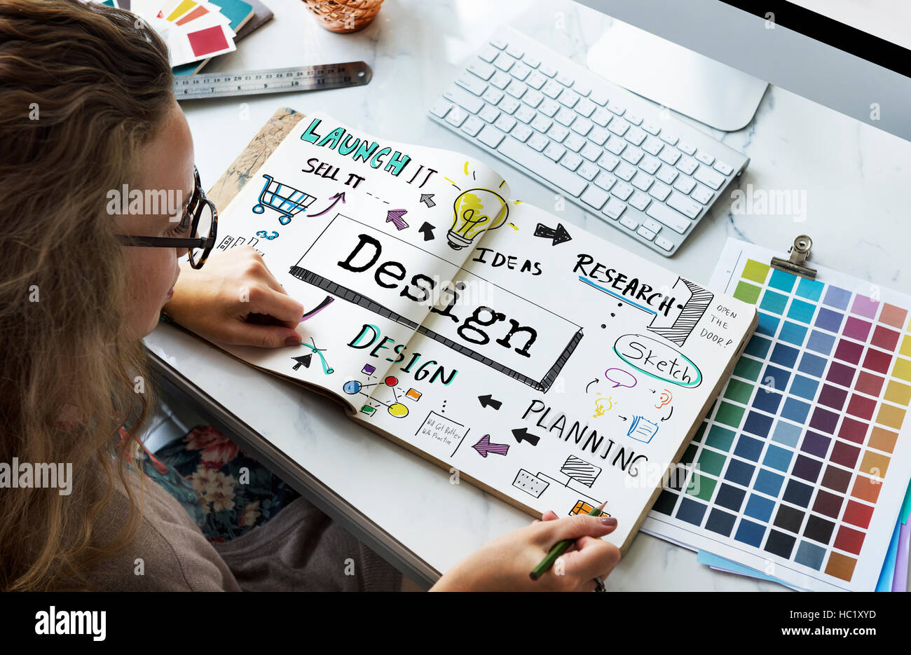 Design Creative Ideas Objective Planning Sketch Concept Stock Photo - Alamy