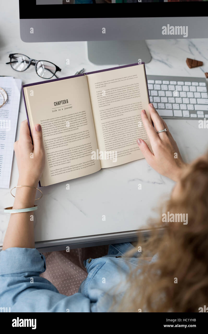 Women Reading Book Leisure Activity Learning Concept Stock Photo