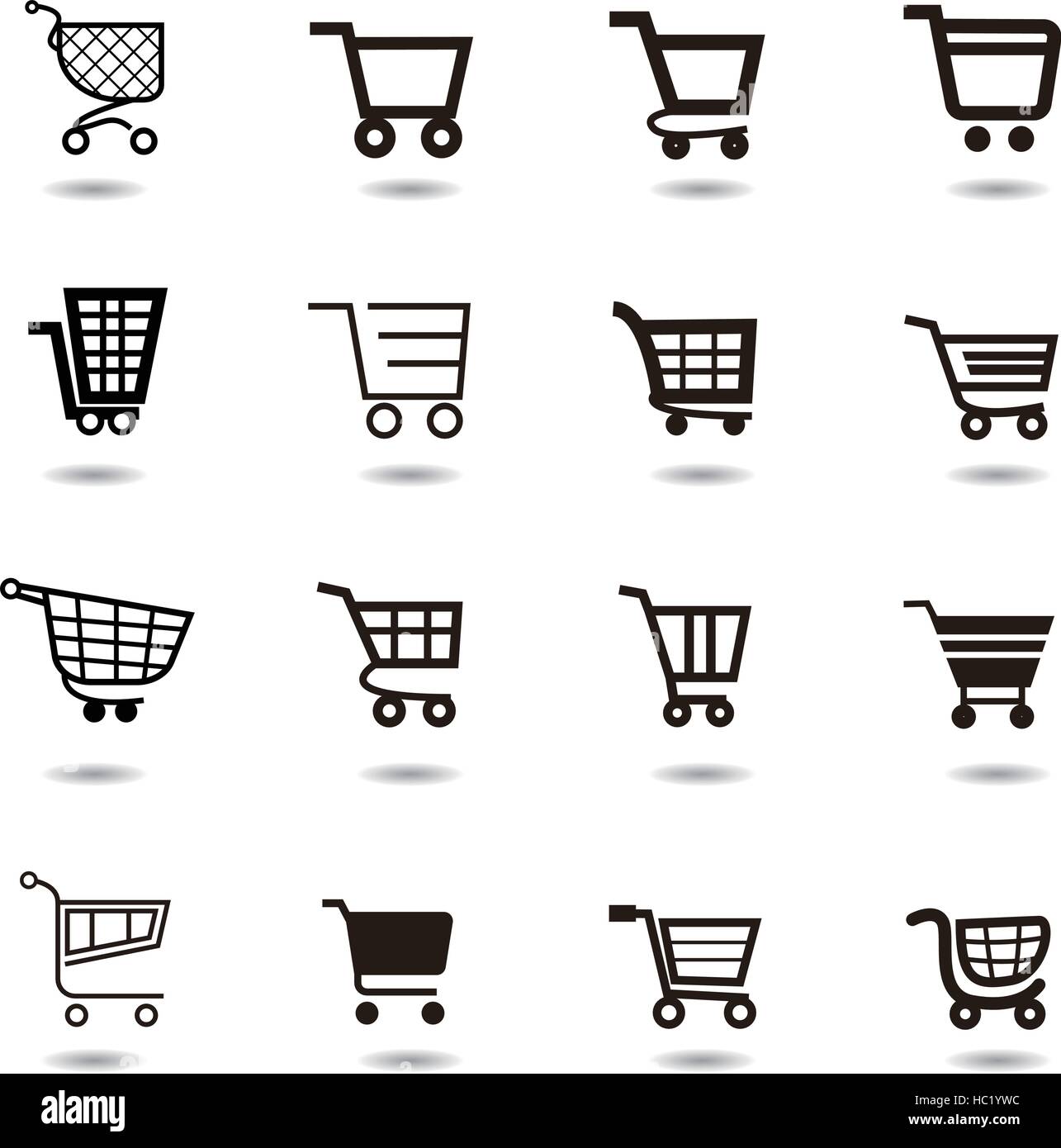 set collection of vector shopping cart icons Stock Vector Image & Art ...