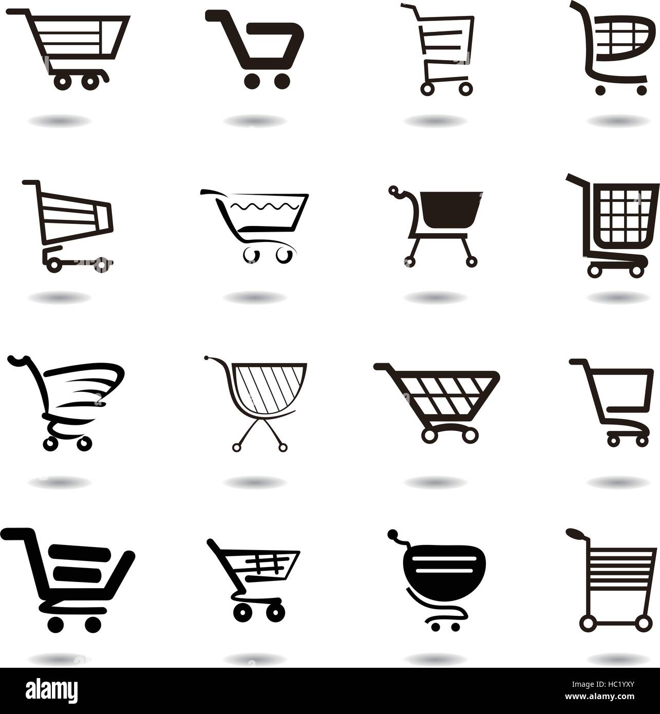set collection of vector shopping cart icons Stock Vector Image & Art ...