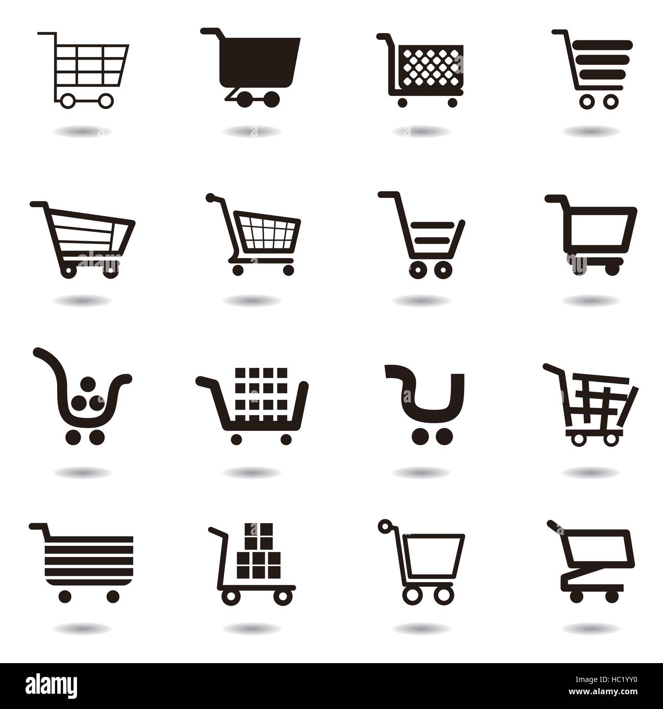 set collection of vector shopping cart icons Stock Vector Image & Art ...