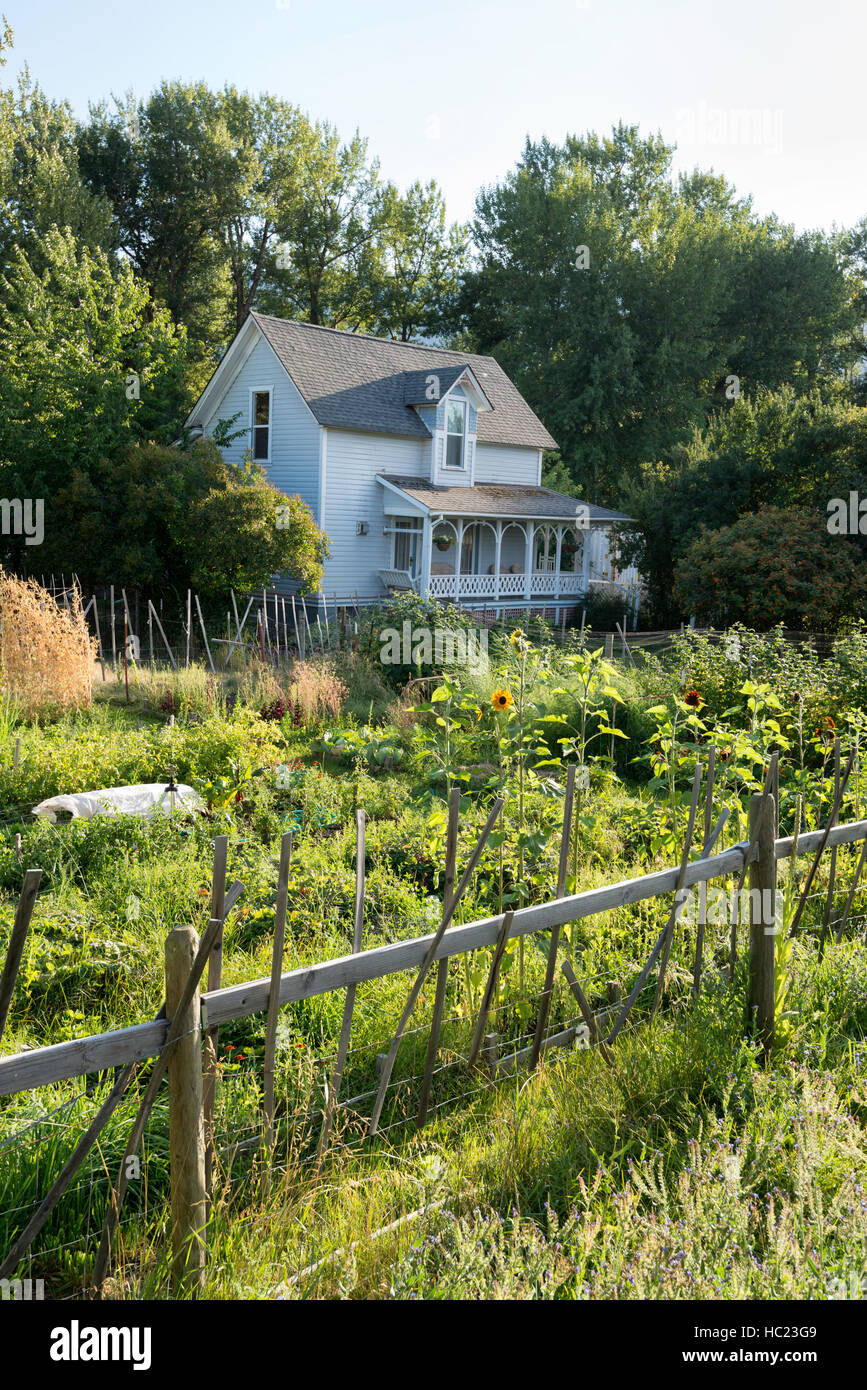 Garden and house in Lostine, Oregon Stock Photo Alamy