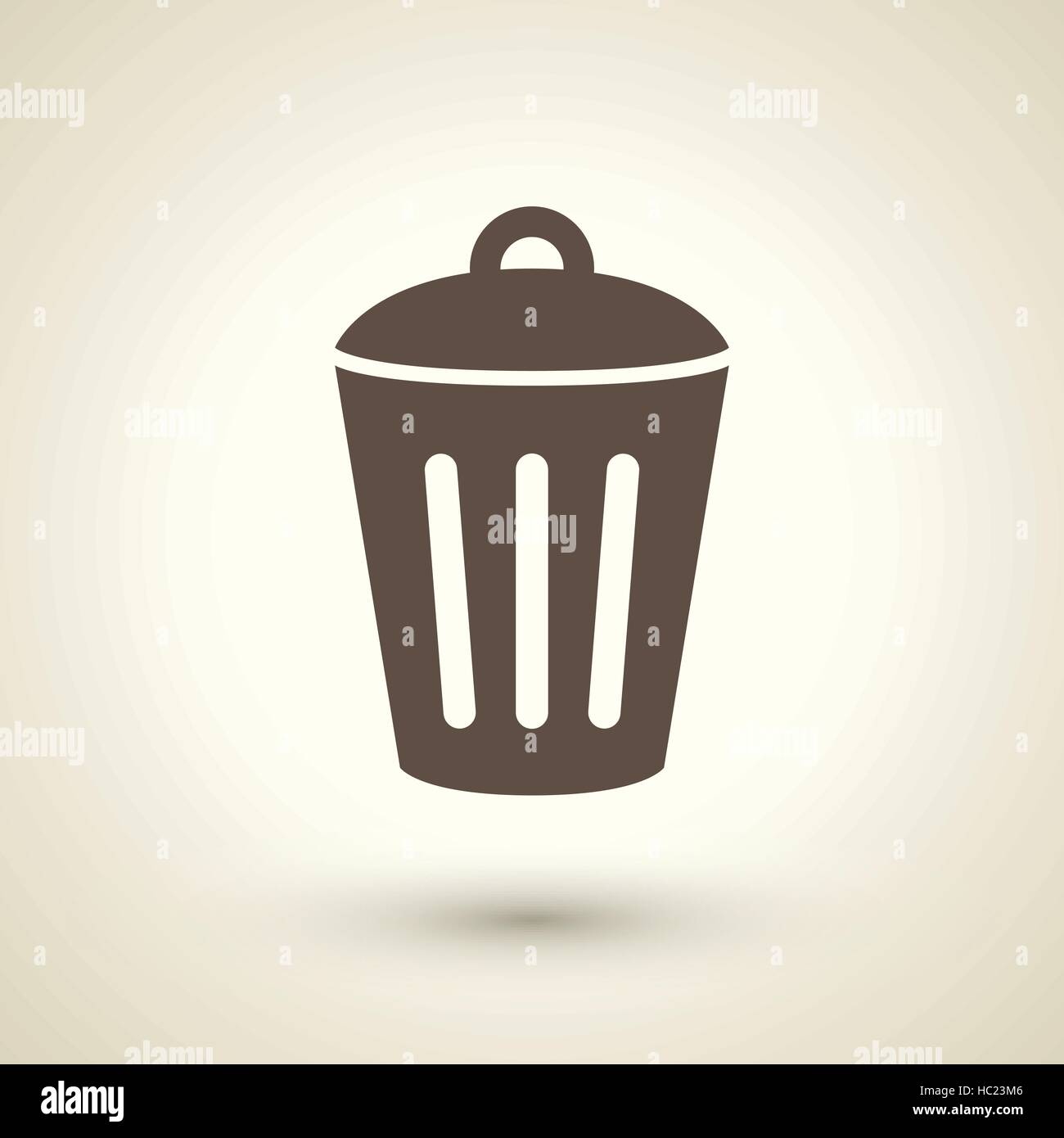 retro style trash can icon isolated on brown background Stock Vector