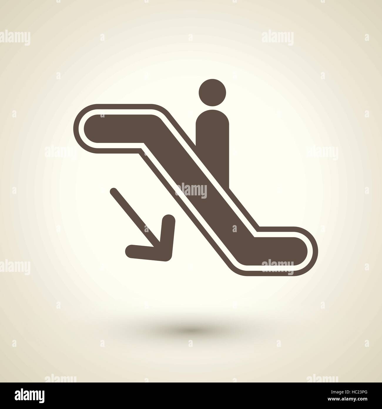 retro style escalator down icon isolated on brown background Stock Vector