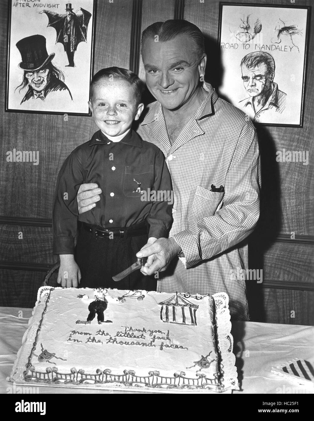 MAN OF A THOUSAND FACES, Dennis Rush, James Cagney, at on-set party