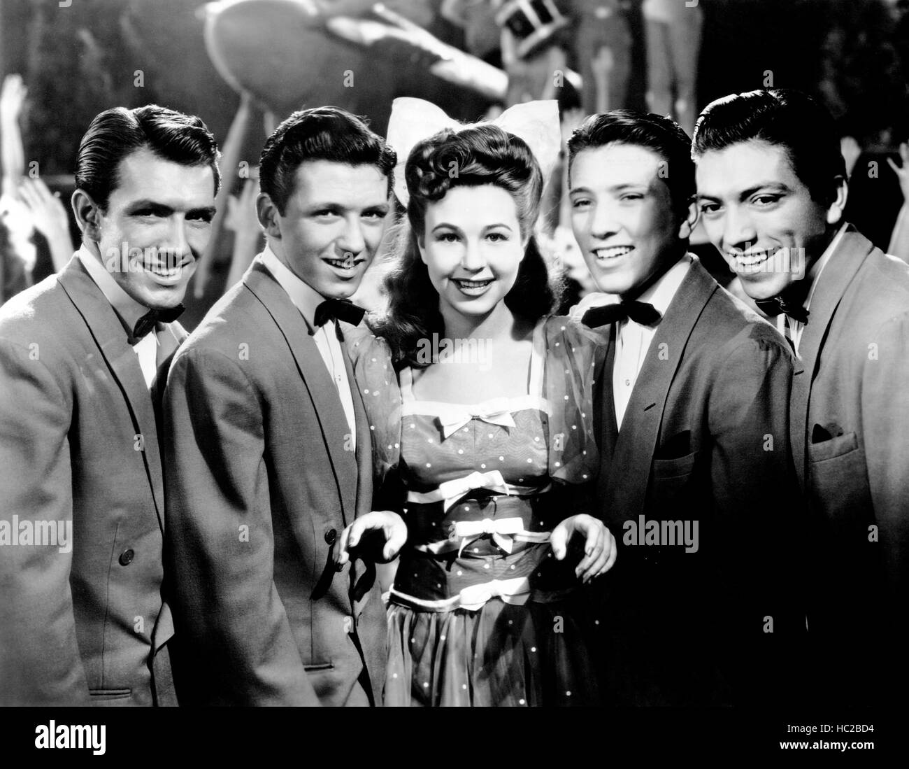 MY BEST GAL, Jane Withers, center, with the Williams Brothers (from