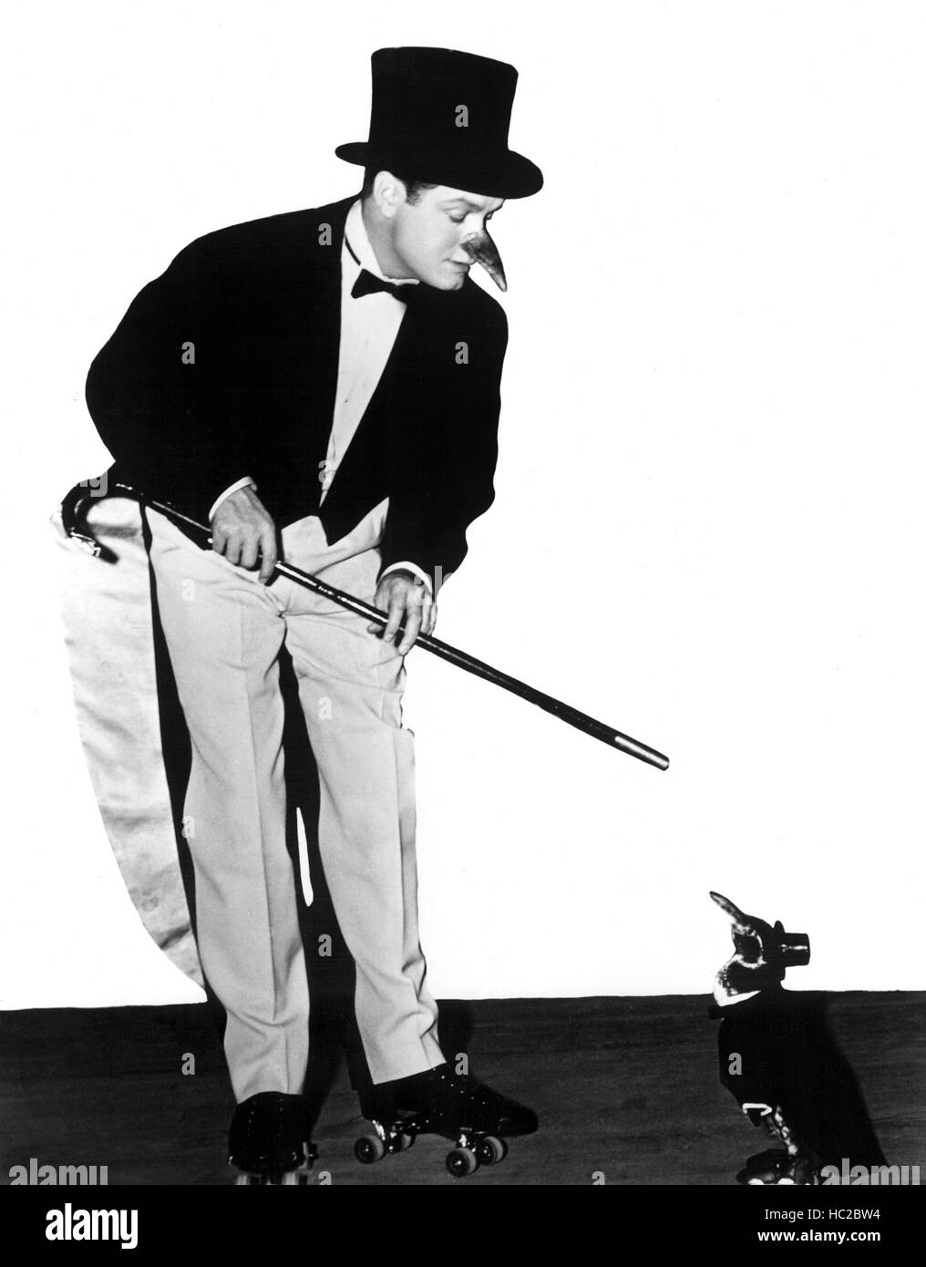 MY FAVORITE BLONDE, 1942  Bob Hope dressed as penguin on roller skates w/penguin on roller skates! Stock Photo
