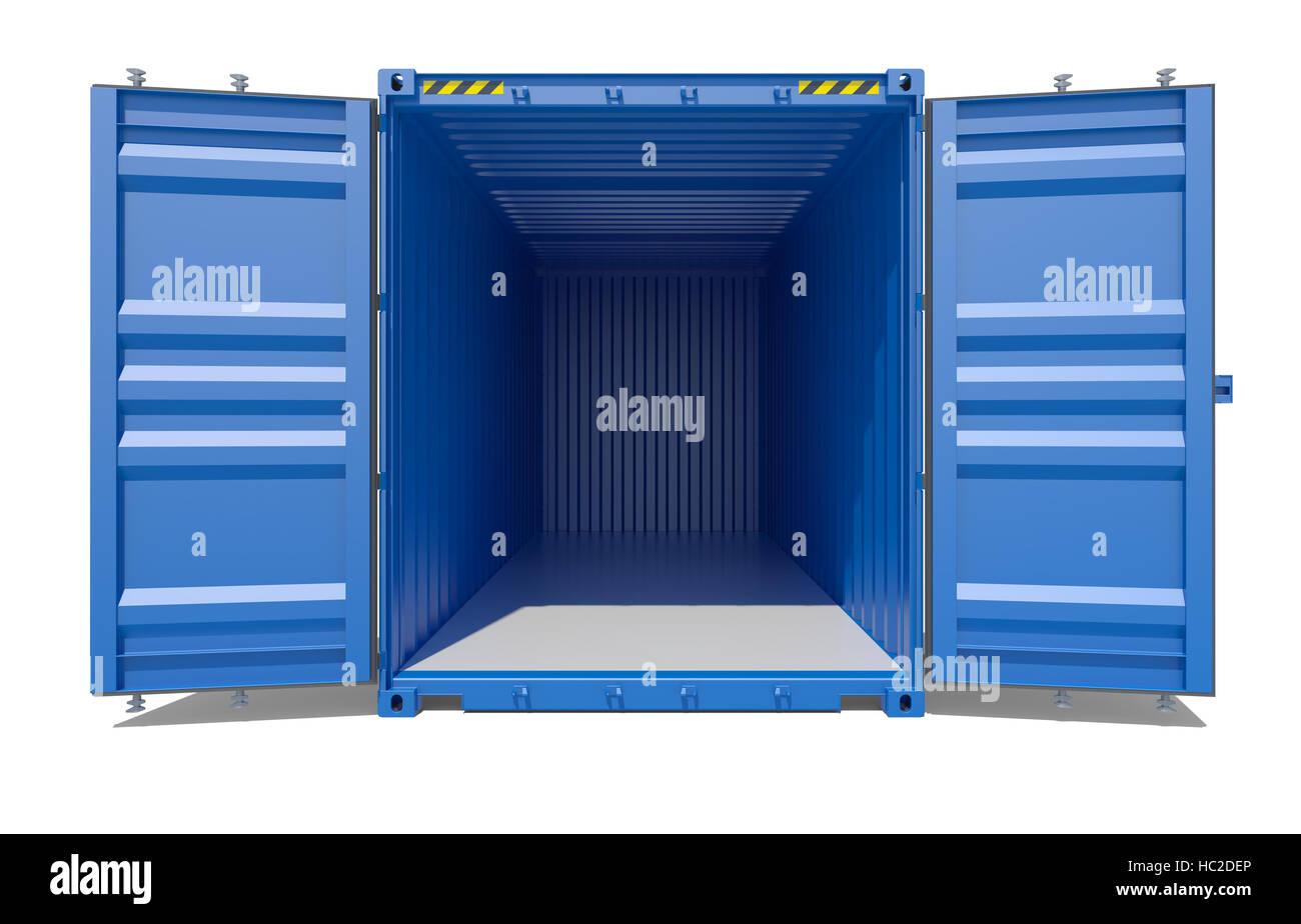 Blue open shipping container Stock Photo