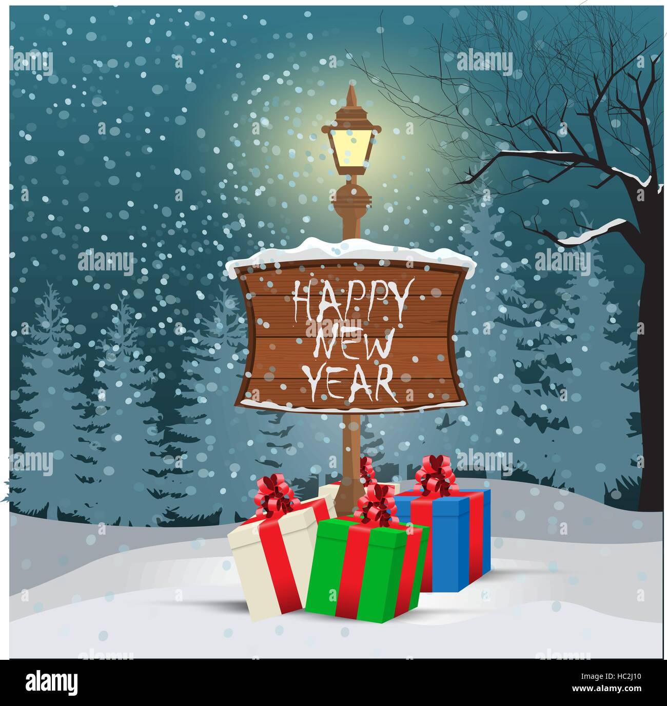 Happy New Year winter background for your greeting card Stock Vector ...