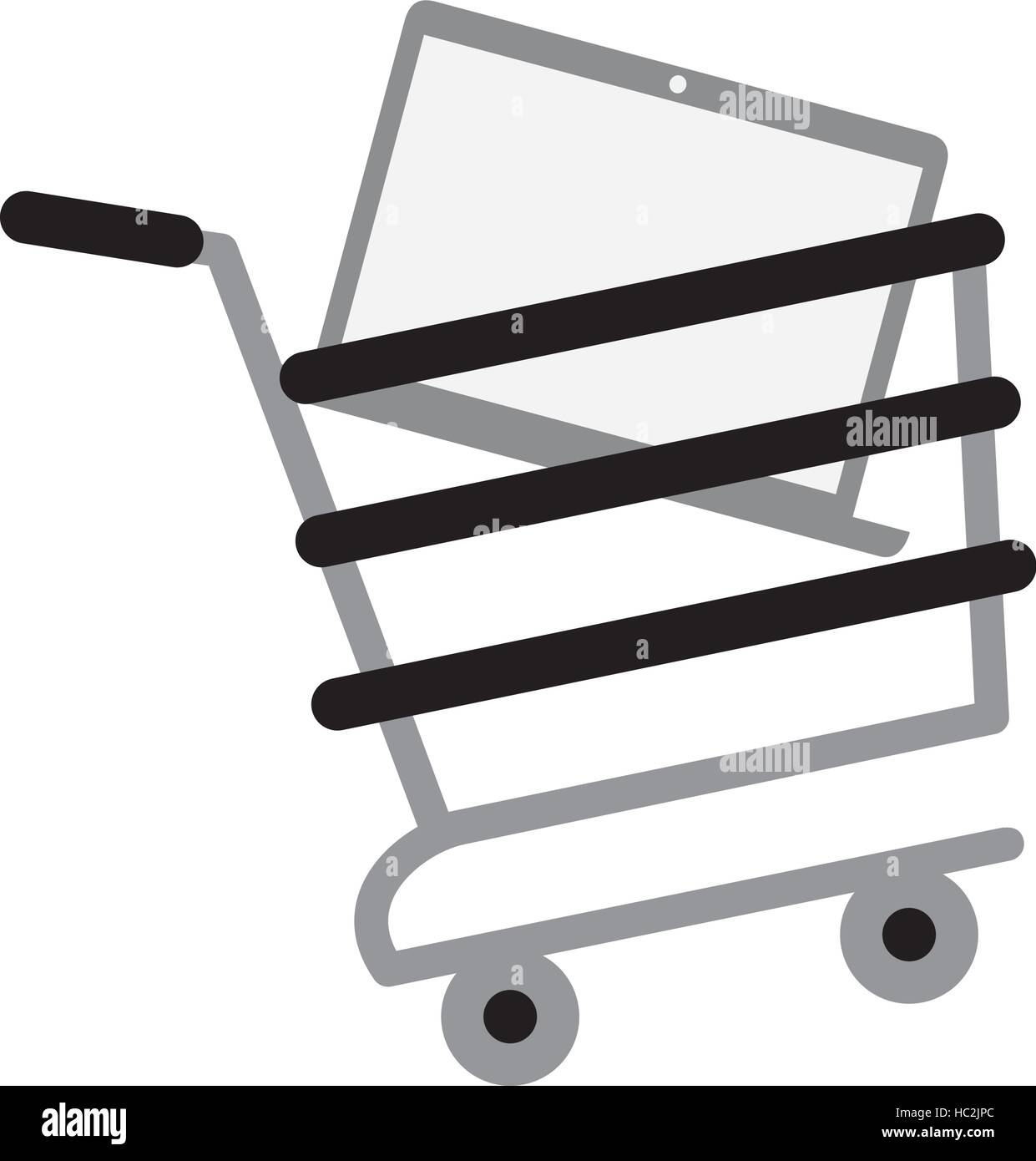 shopping cart online laptop technology gray color Stock Vector Image ...