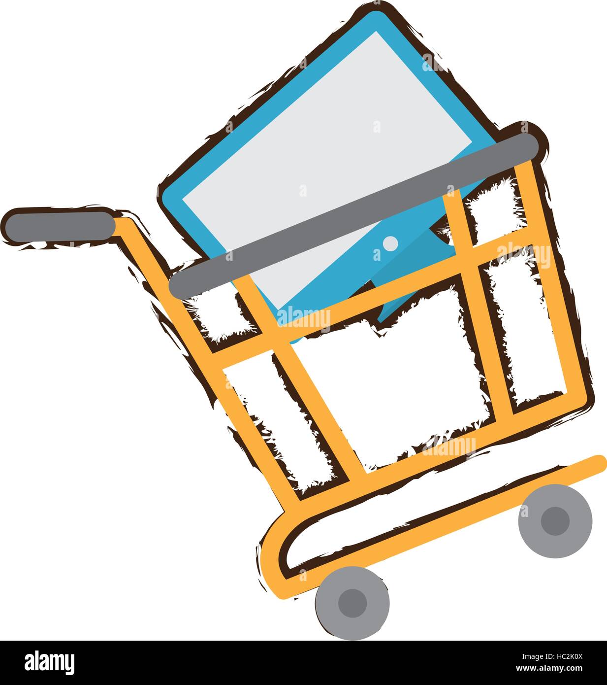 yellow shopping cart online computer sketch Stock Vector Image & Art ...