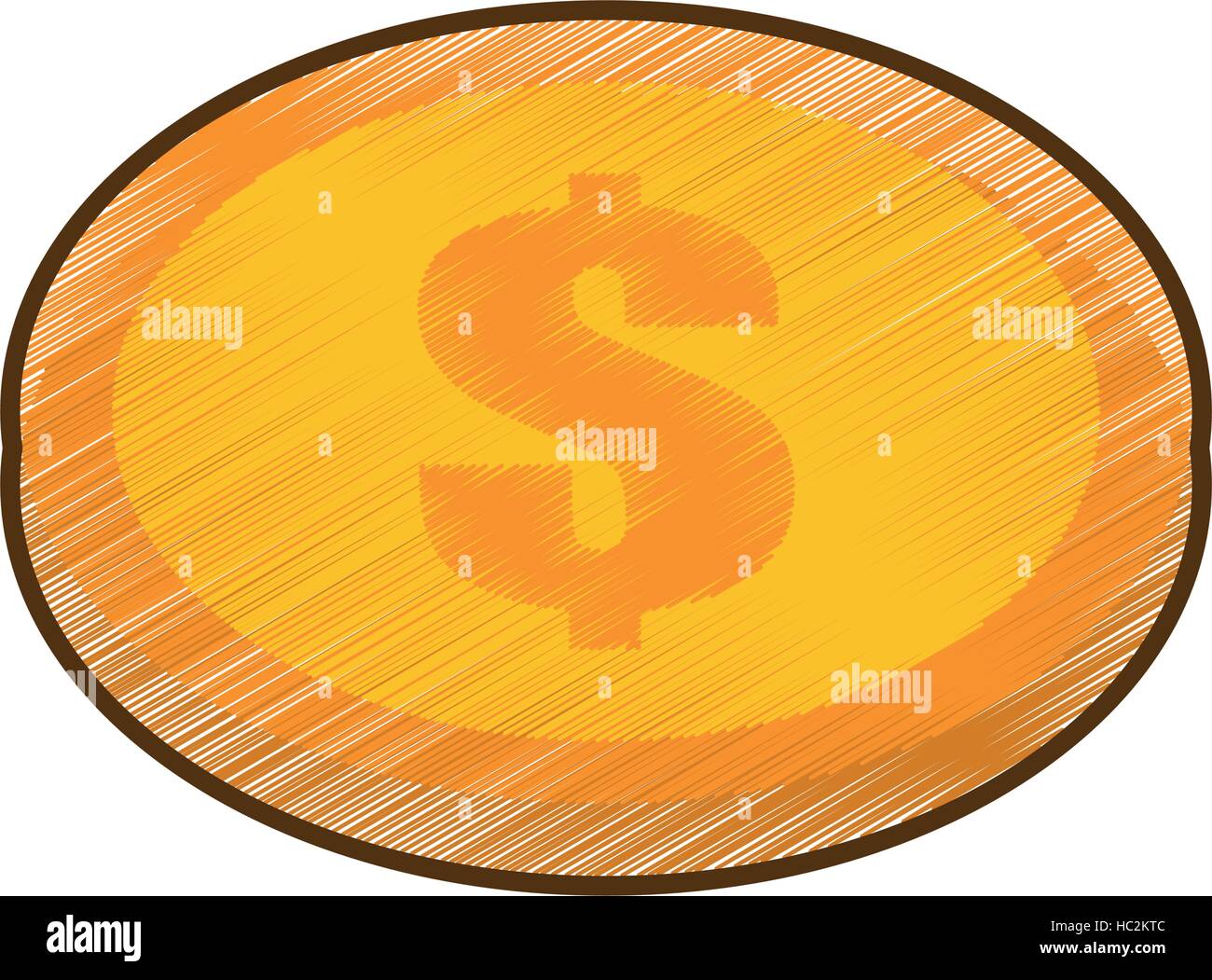 drawing coin dollar money currency icon Stock Vector