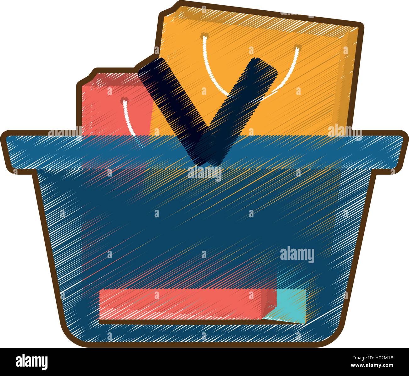 drawing basket shopping many bag gift Stock Vector Image & Art Alamy