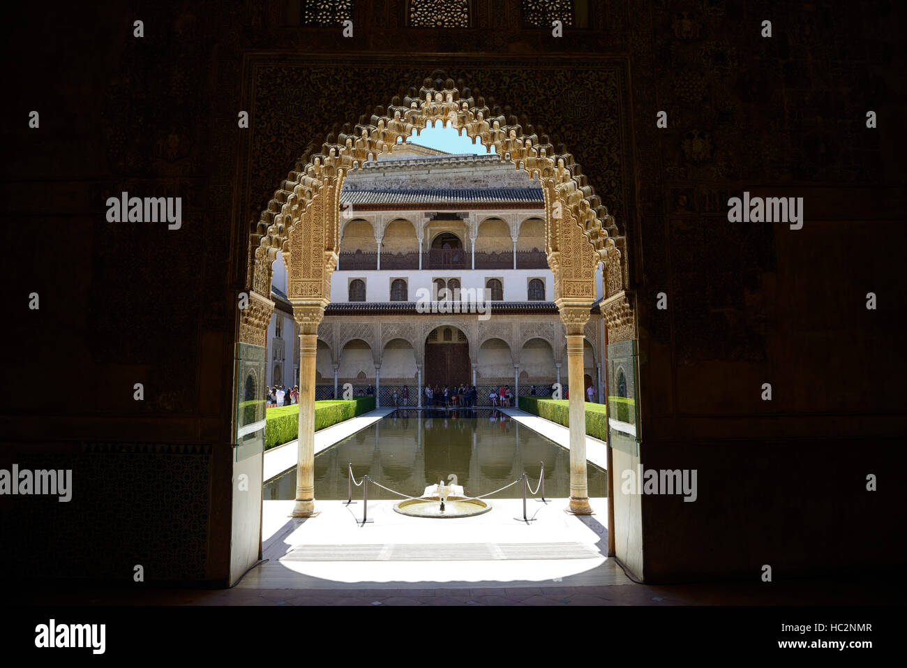 Comares Palace Nasrid Palaces Alhambra Palace Courtyard of the Myrtles UNESCO world heritage site RM Floral Stock Photo