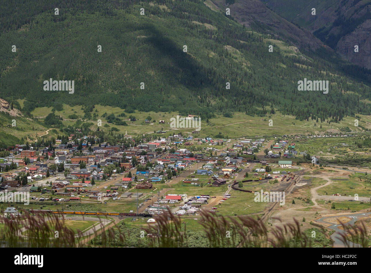 Aerial view of the old mining city of Silverton, in Colorado, USA Stock Photo
