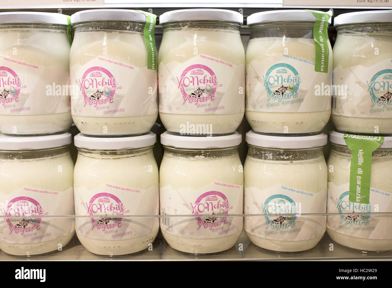 Eataly Famous Food Store Market Assortment Of Fresh Milk And Yoghurt With Prices On Sale In The Food Store Interior Stock Photo Alamy