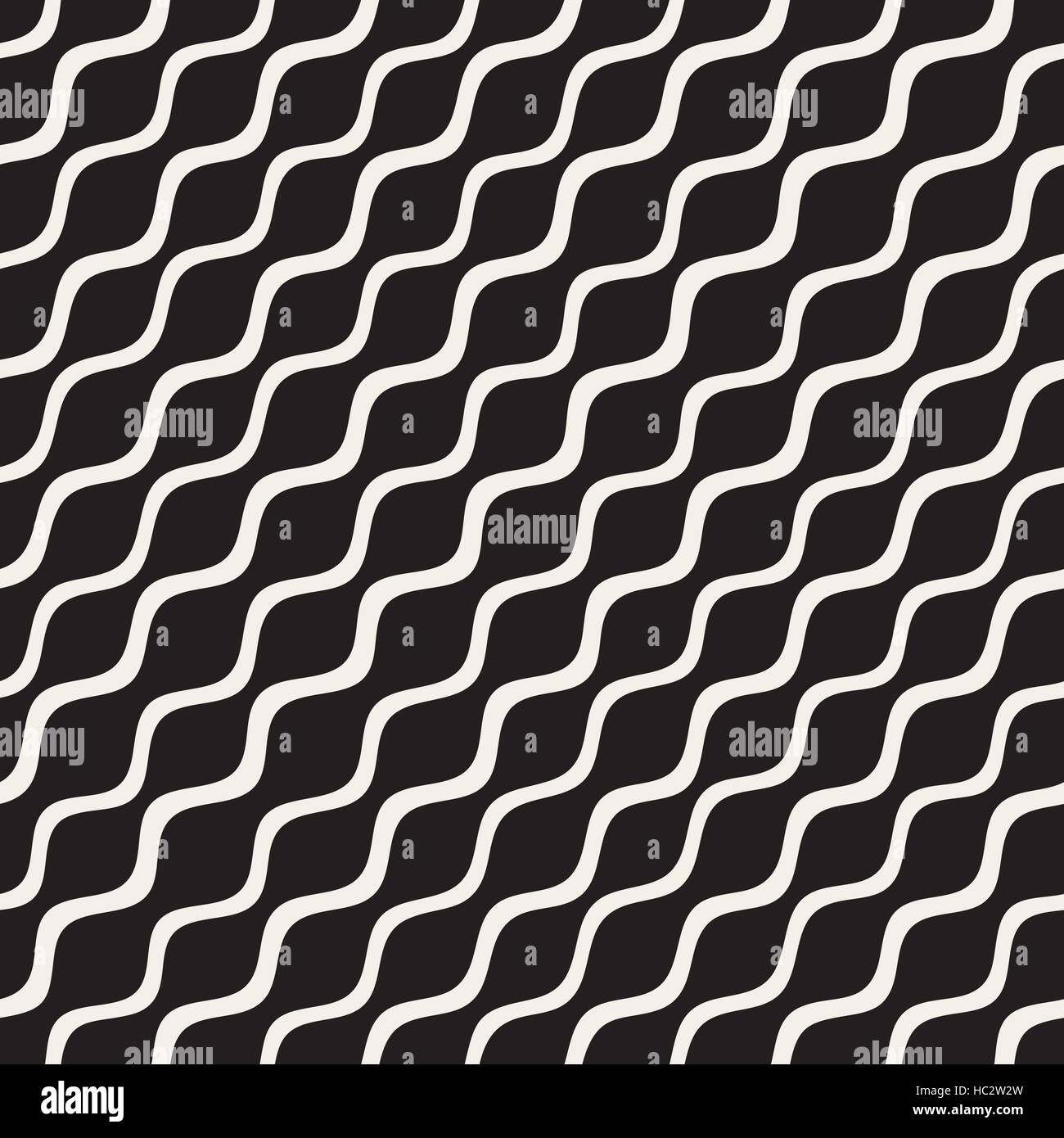 Vector Seamless Black and White Hand Drawn Diagonal Wavy Lines Pattern ...