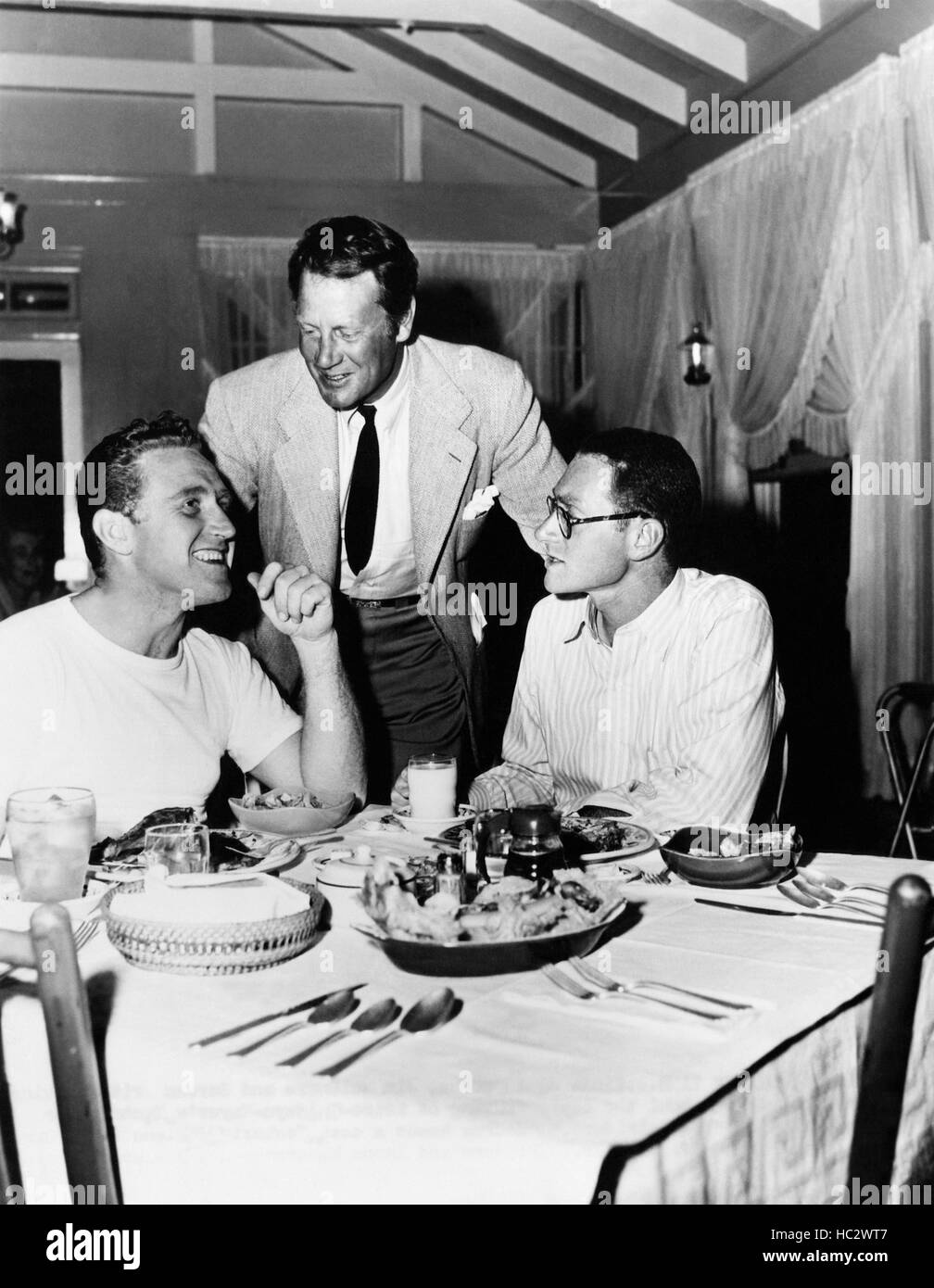 THE OUTRIDERS, from left, James Whitmore, Joel McCrea, screenwriter ...