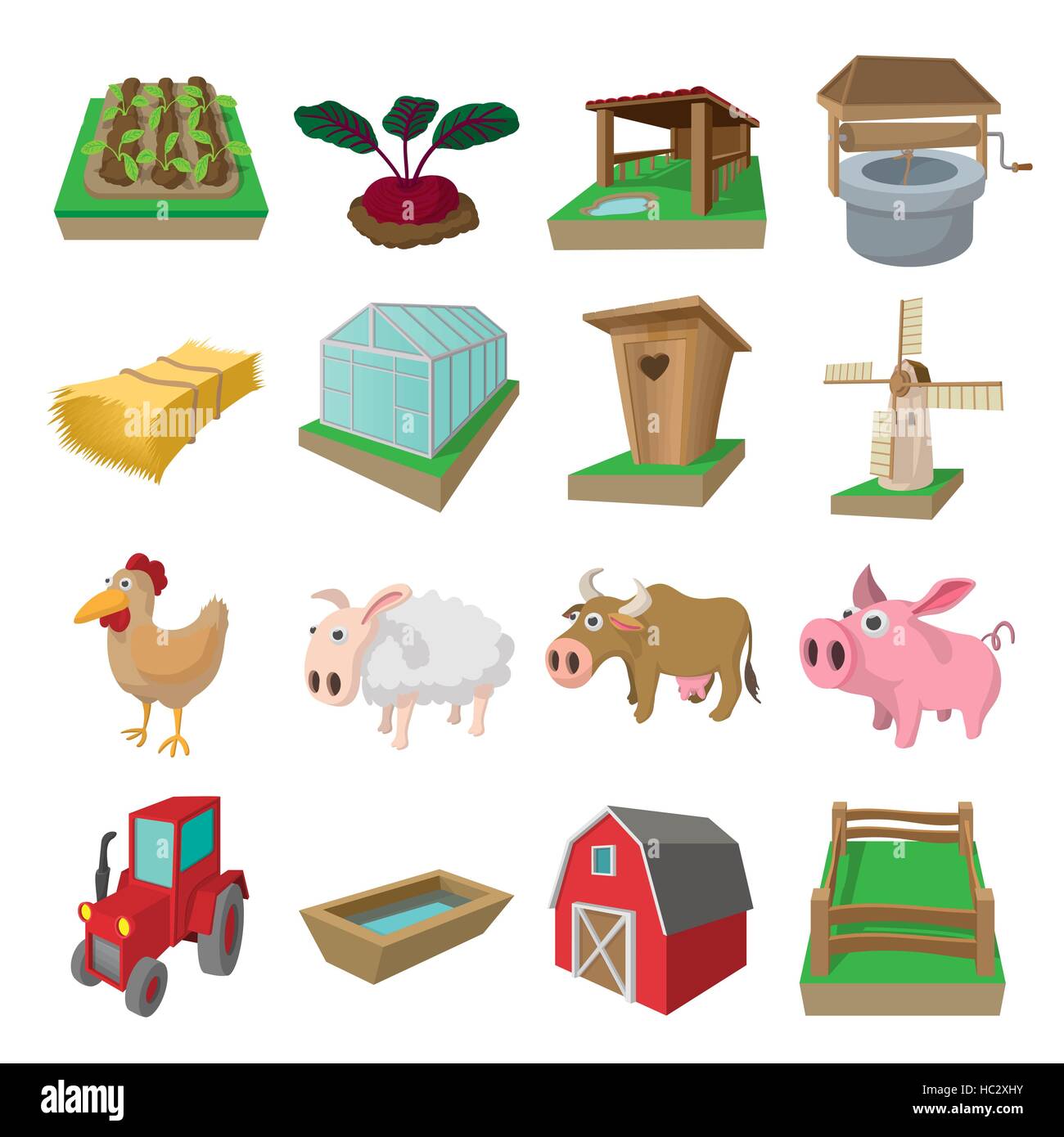 Farm cartoon icons set Stock Vector Image & Art - Alamy