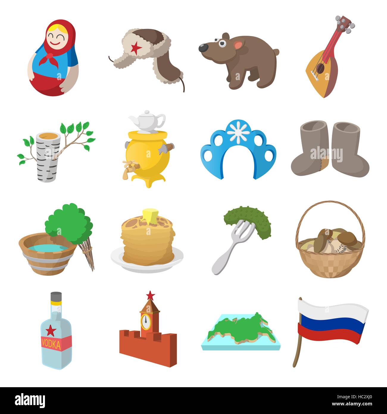 Russia cartoon icons Stock Vector