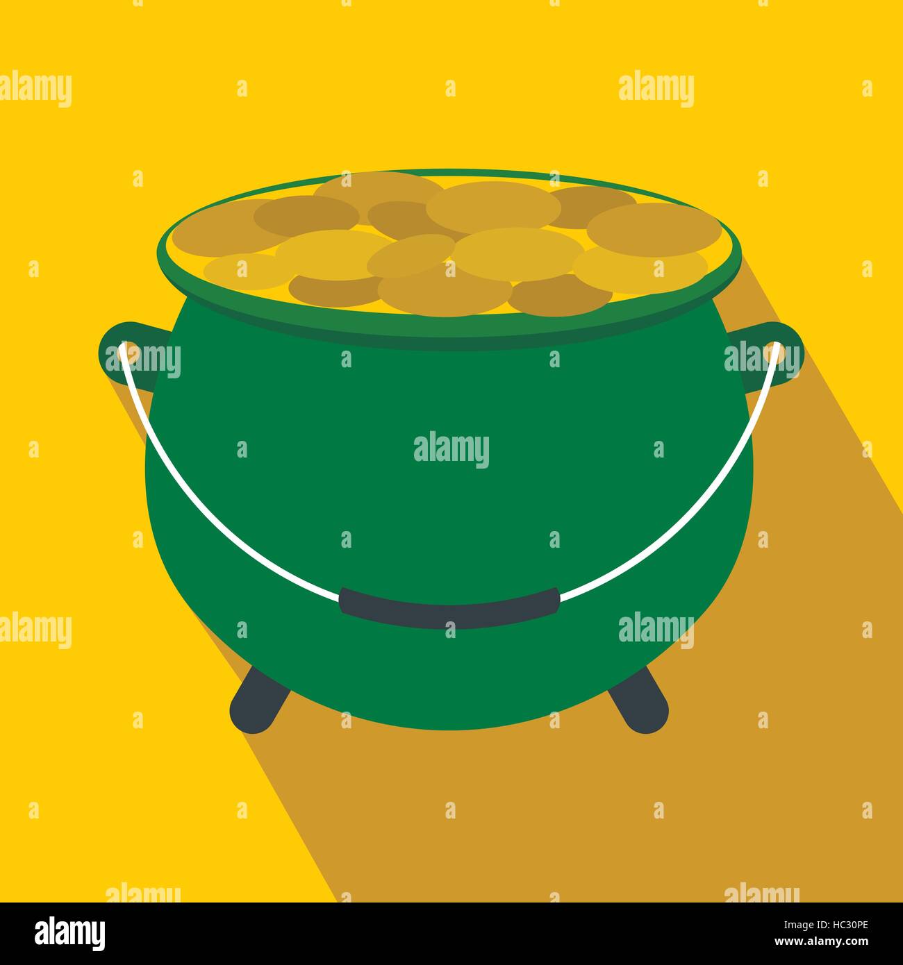 Green pot full of gold coins flat icon Stock Vector Image & Art - Alamy