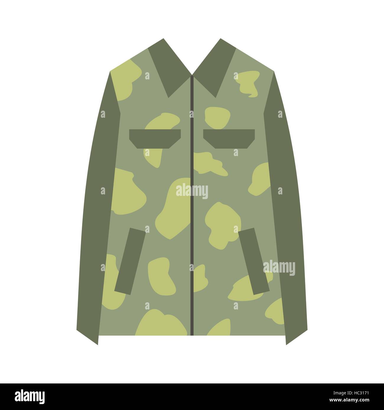 Camouflage jacket flat icon Stock Vector