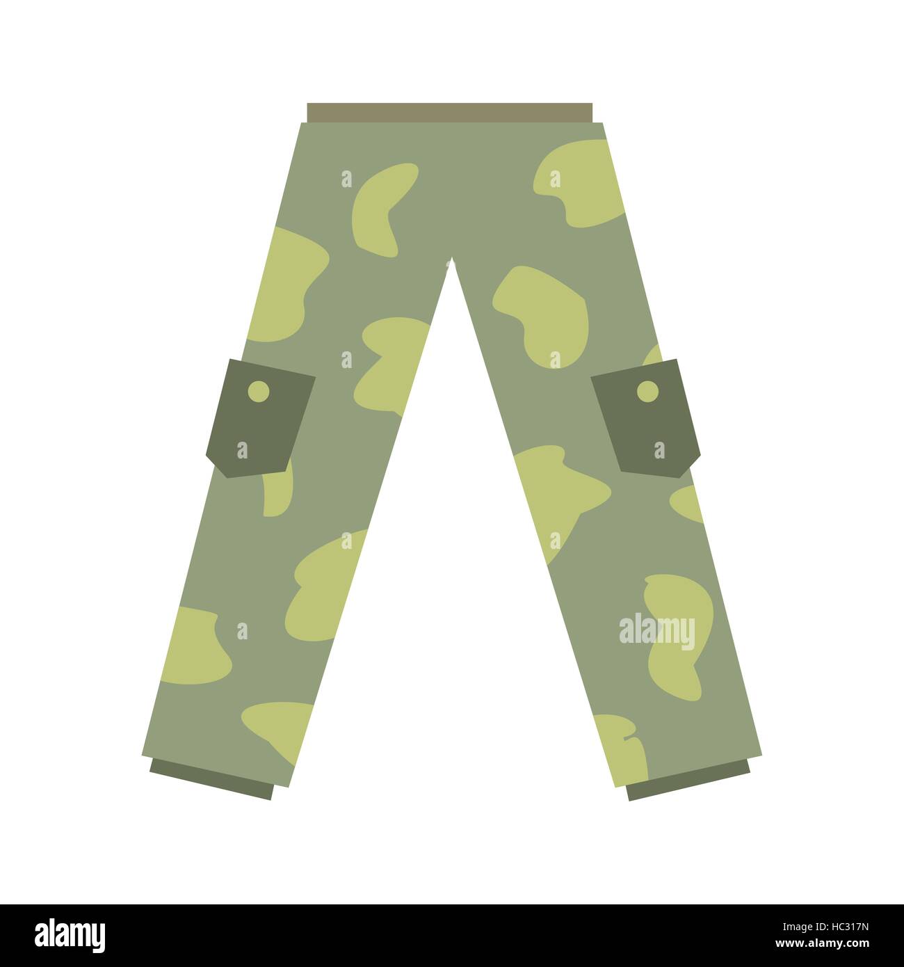 Camouflage trousers flat icon Stock Vector