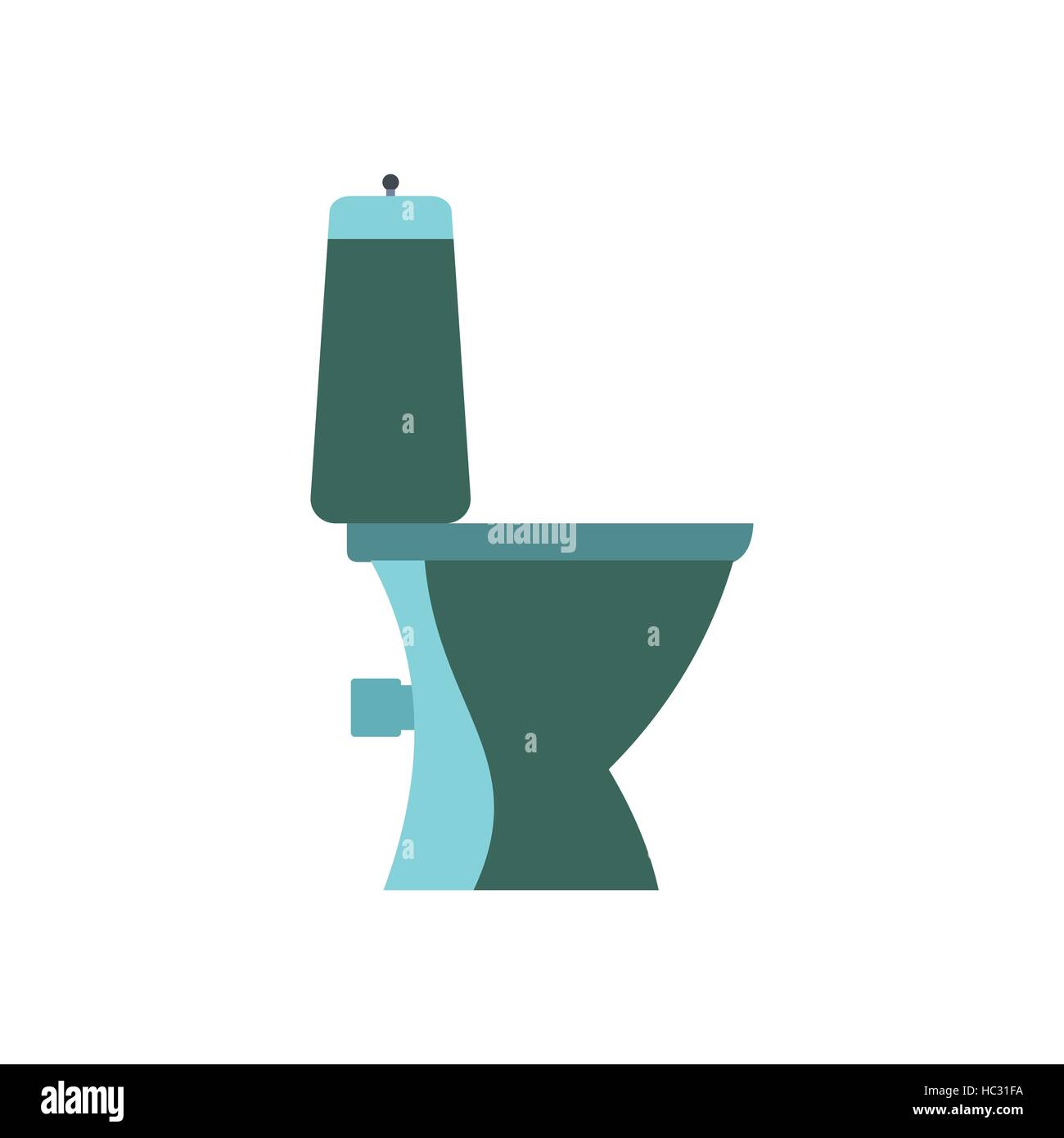 Blue toilet pan a side view, flat design Stock Vector