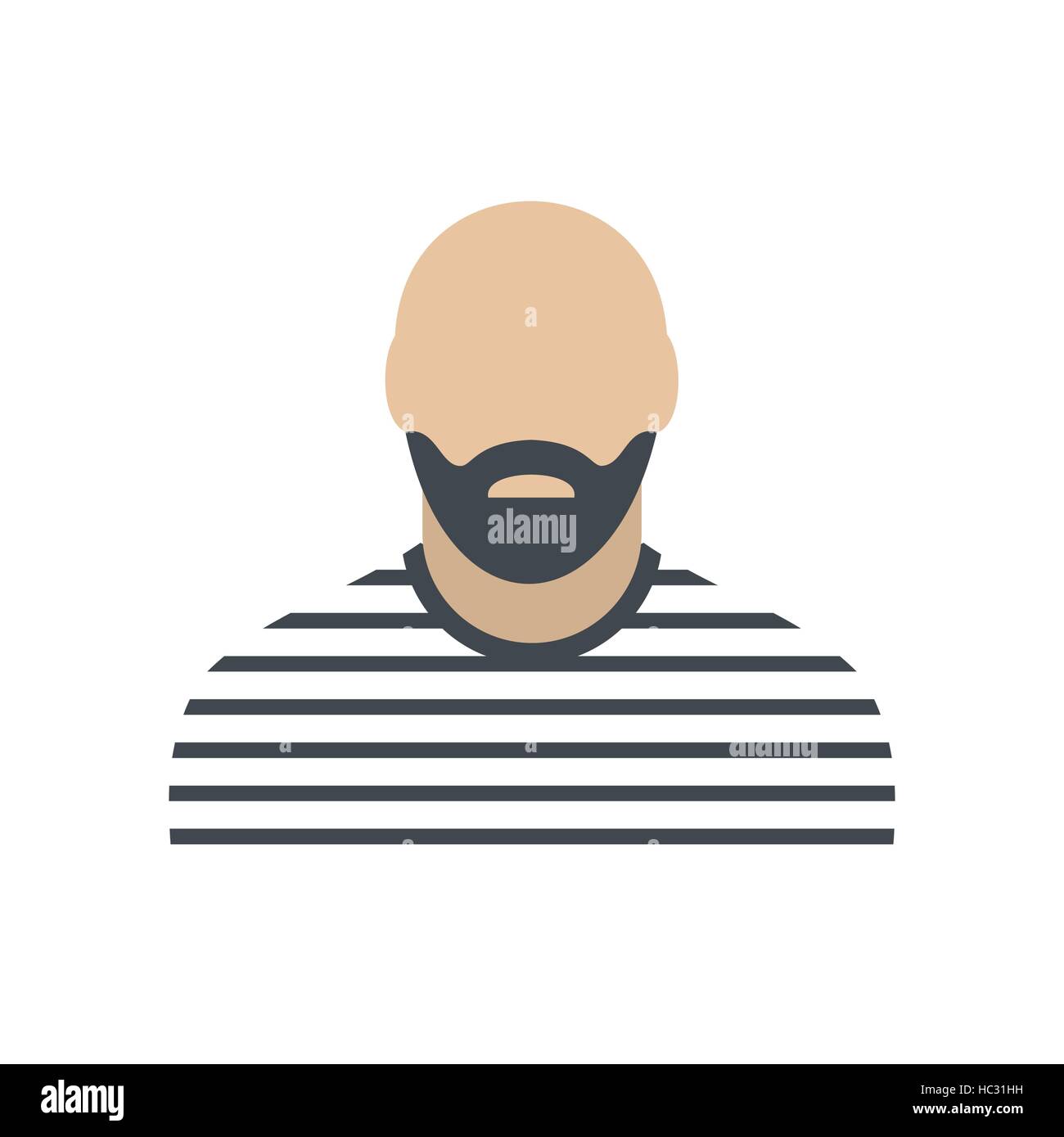 Bearded man in prison garb flat Stock Vector Image & Art - Alamy
