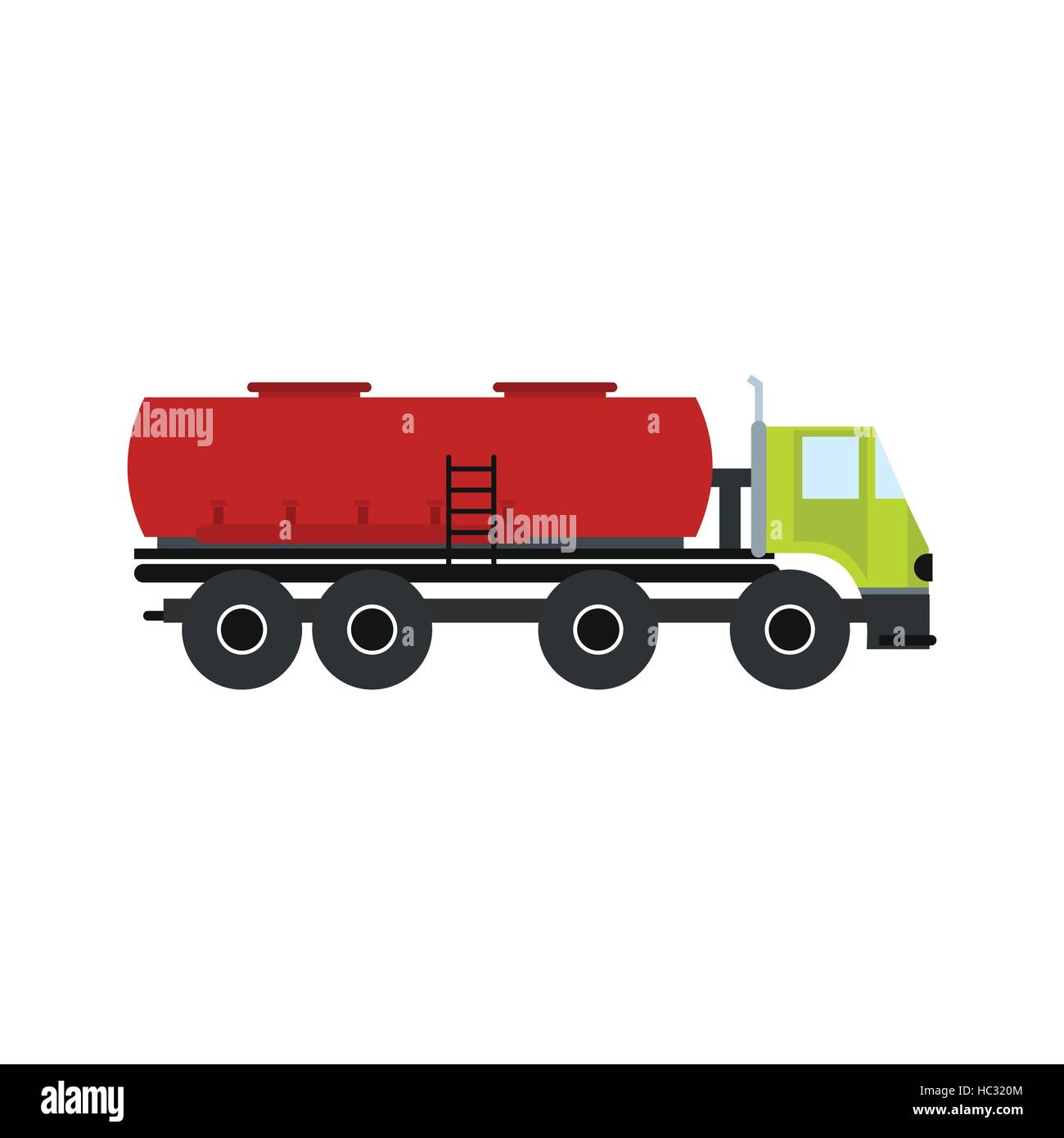 Truck with fuel tank flat icon Stock Vector
