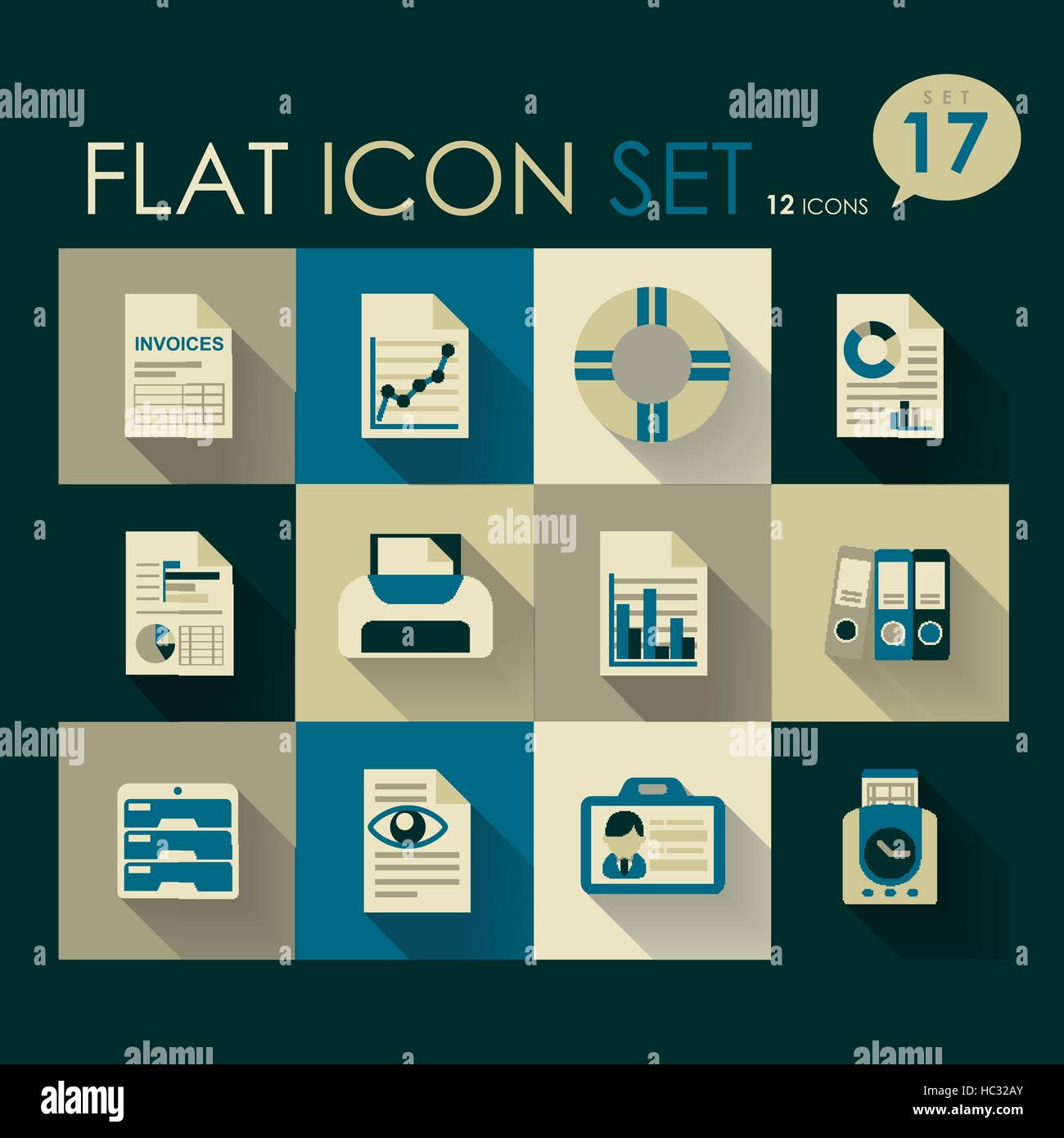 office & business icon set vector flat design Stock Vector Image & Art ...
