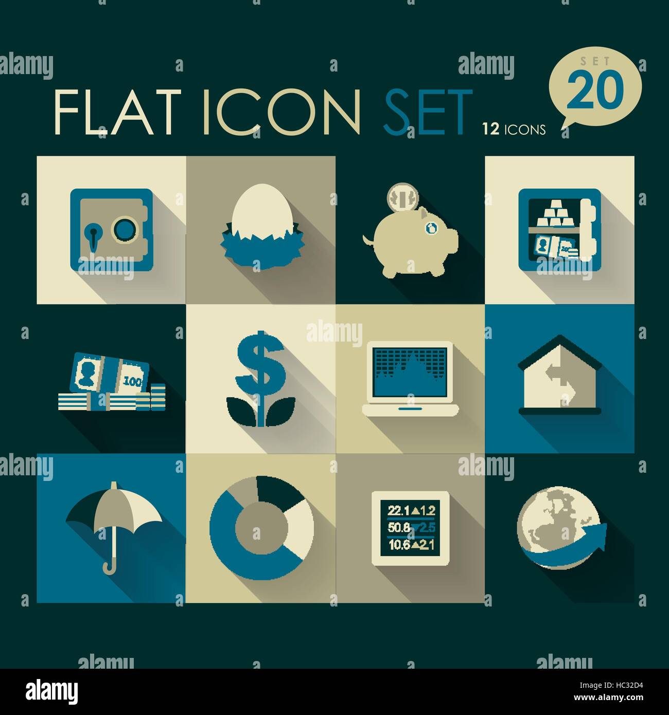 finance & investment icon set vector flat design Stock Vector Image ...