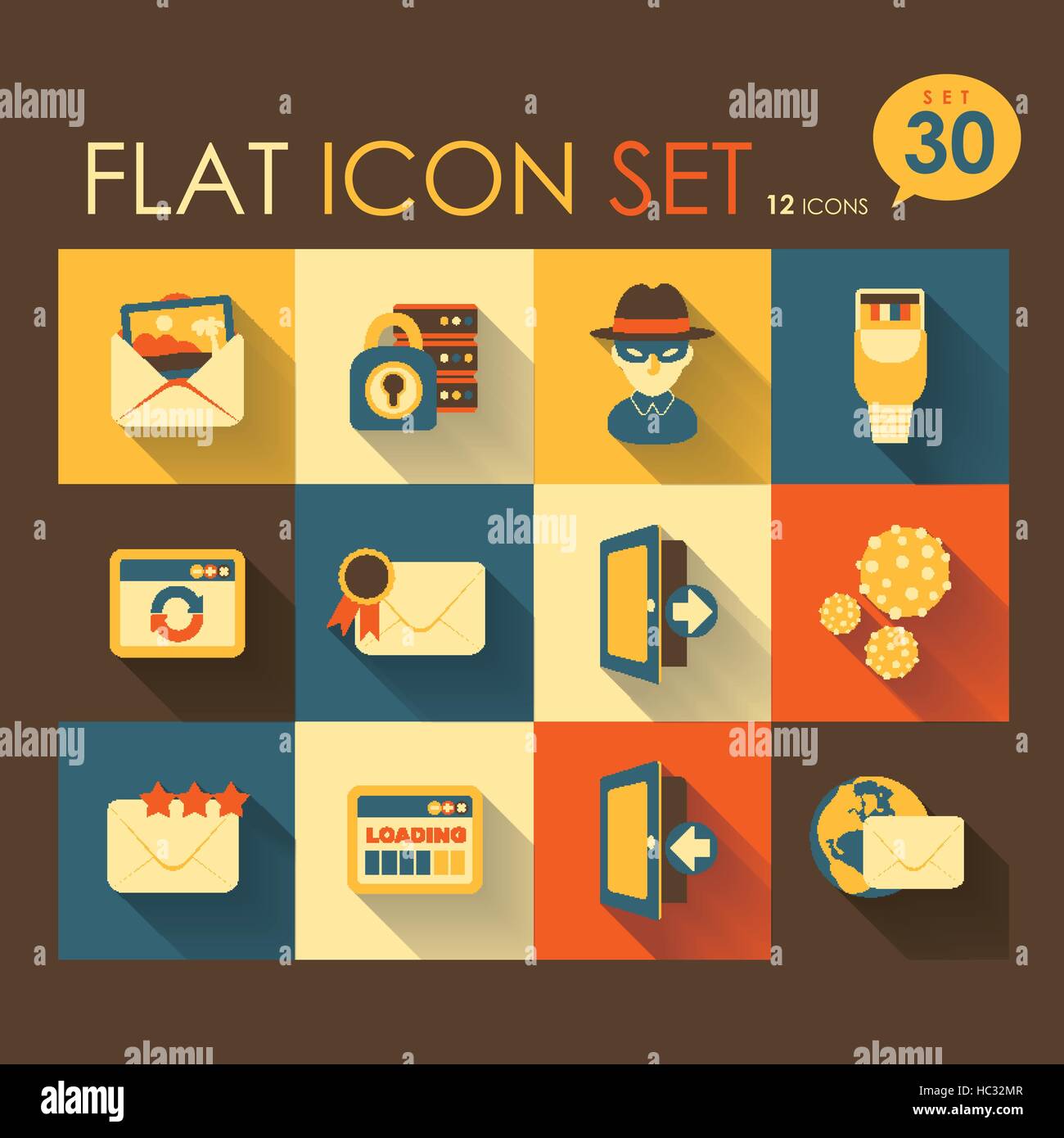 internet & security icon set vector flat design Stock Vector Image ...