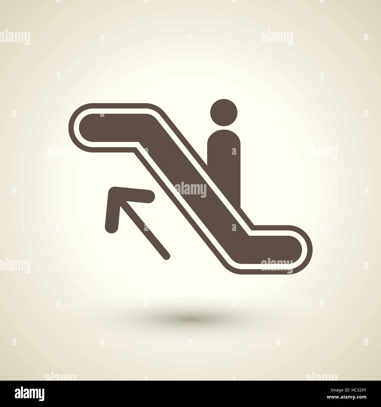 retro style escalator icon isolated on brown background Stock Vector