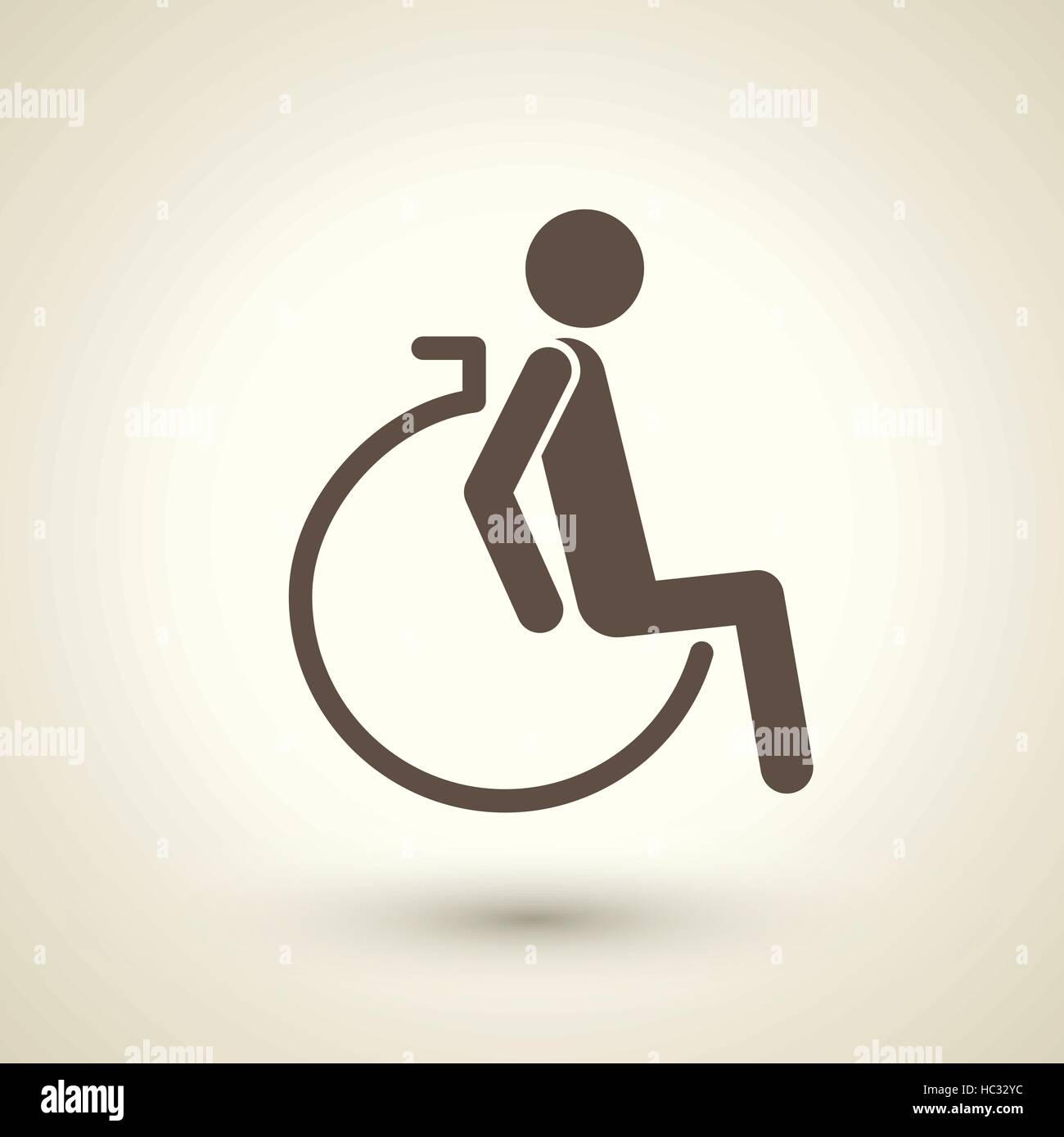 retro style disabled icon isolated on brown background Stock Vector