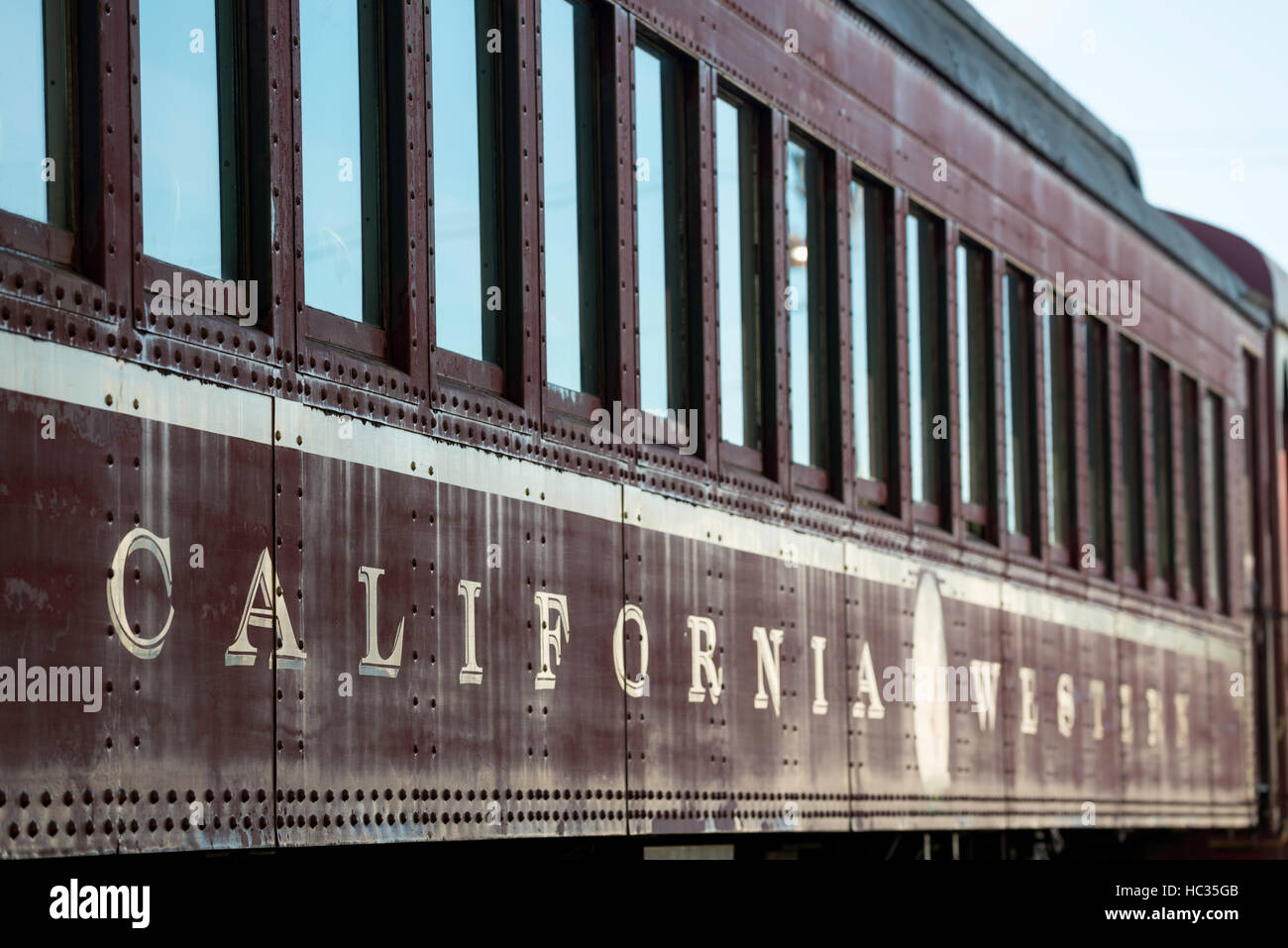 Vintage California Western rail car, Willits, California Stock Photo