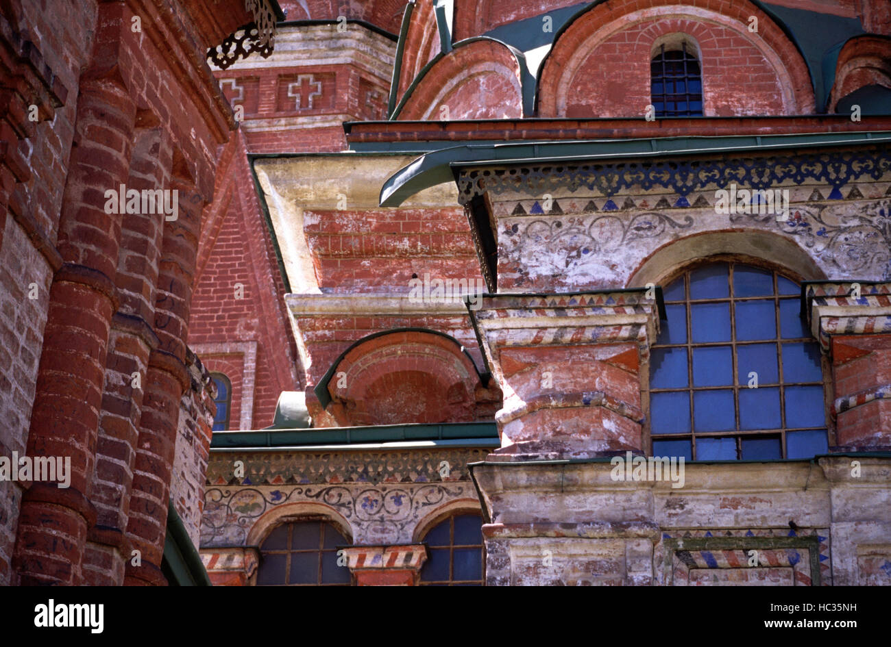 Architectural detail of the exterior of St. Basil Cathedral in Moscow ...