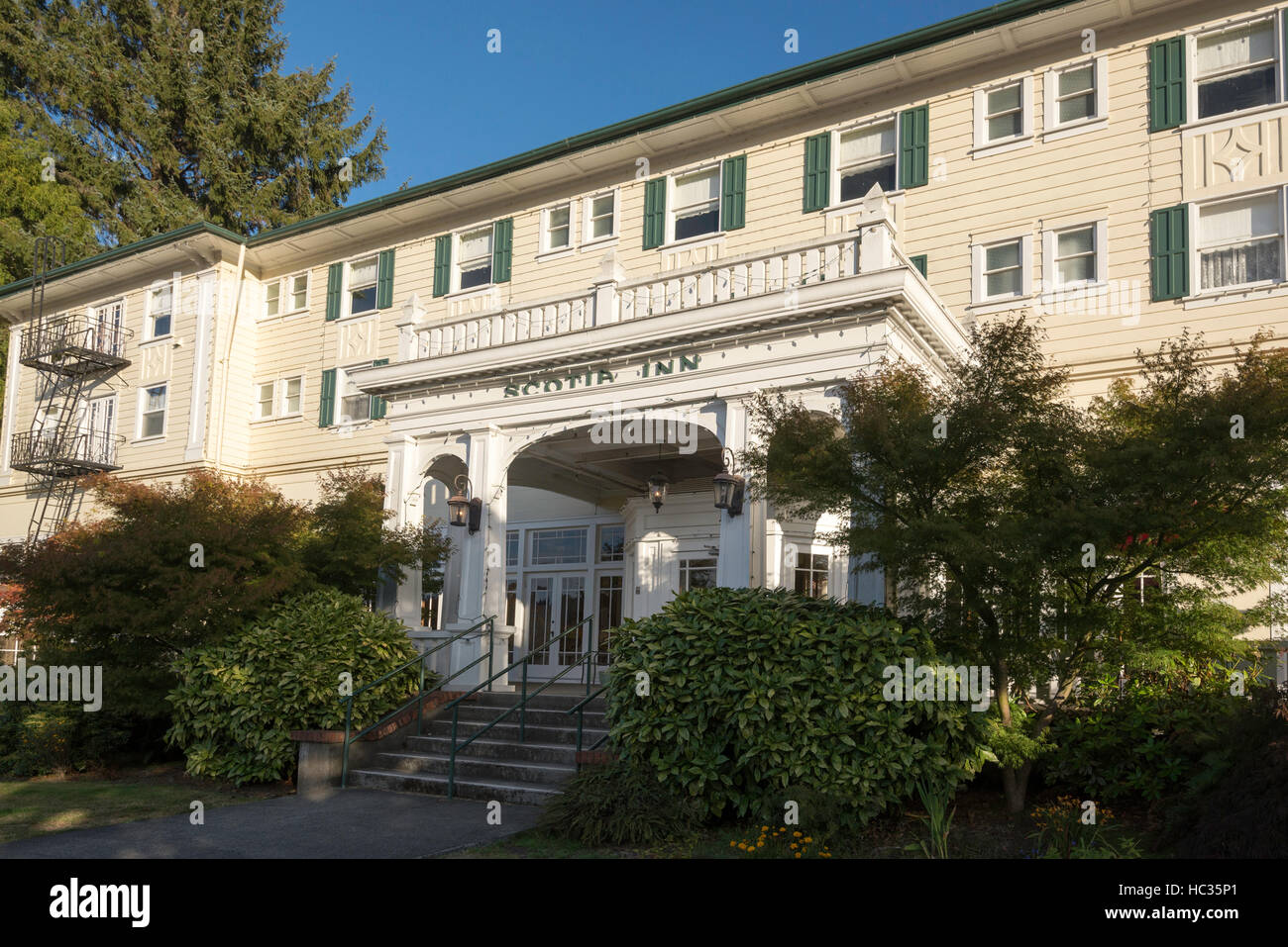 The Scotia Inn, a historic hotel in Scotia, California. Stock Photo
