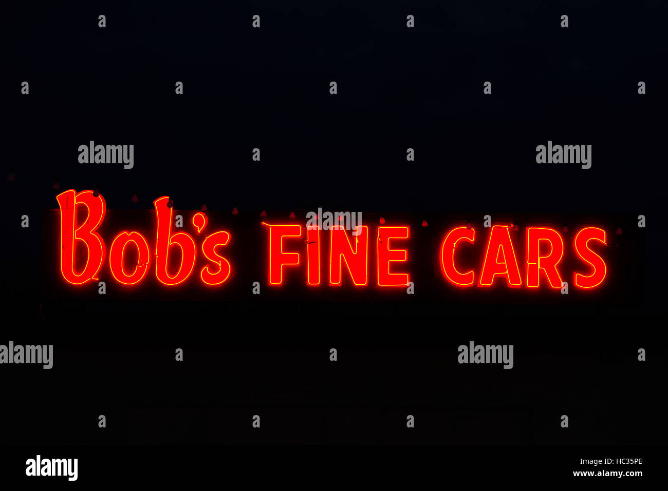 Neon sign at a used car dealership in Eureka, California Stock Photo